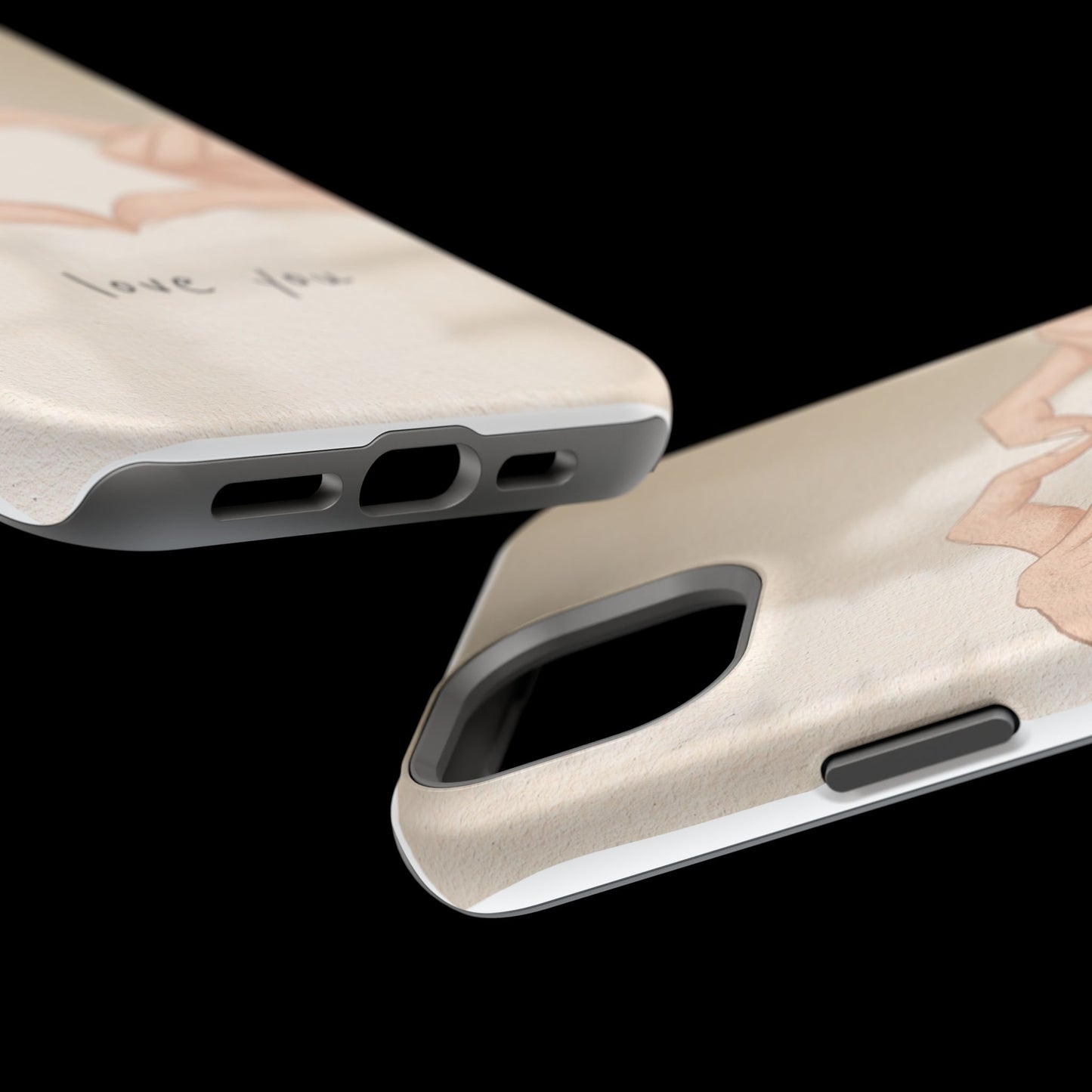 Phone Case — Hands Forming Heart with “love you” Romantic Protective Cover