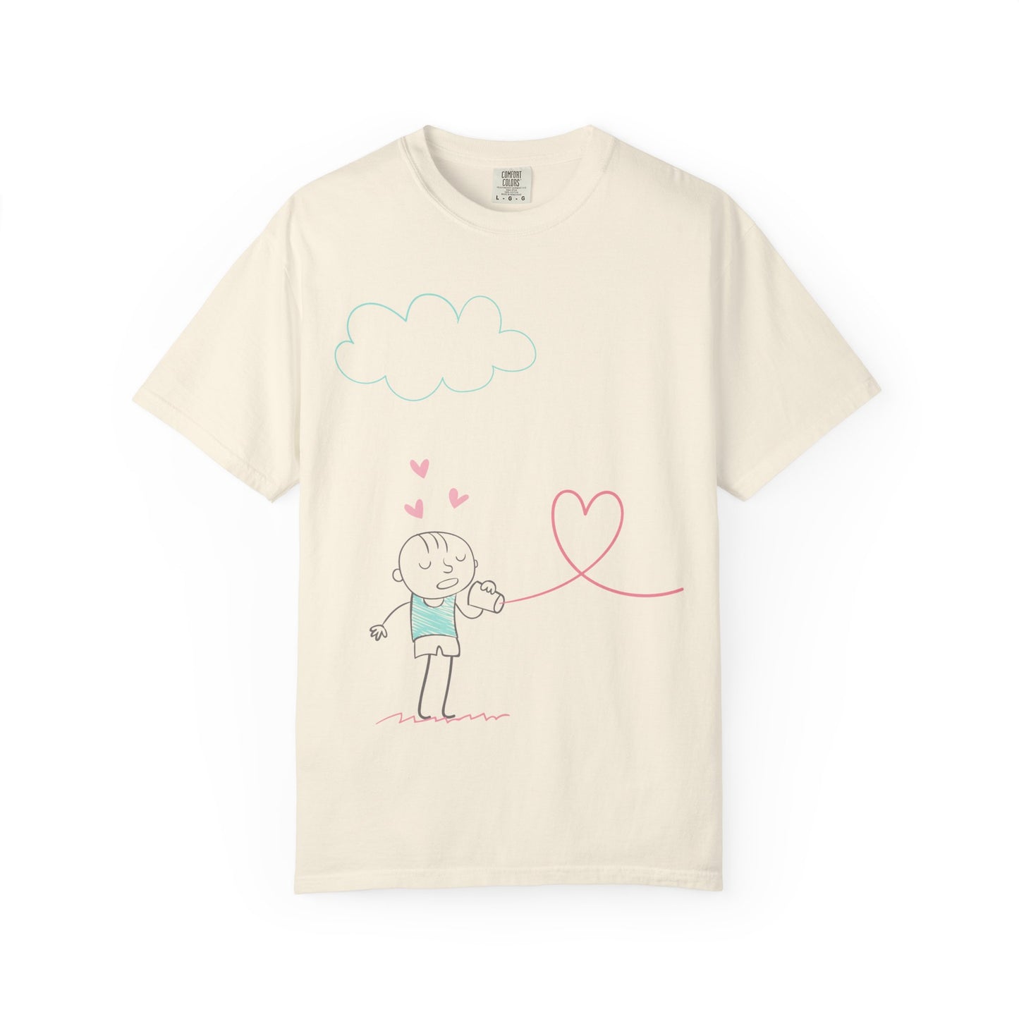 Cute Heart String T-Shirt — Hand-Drawn Love Graphic Tee