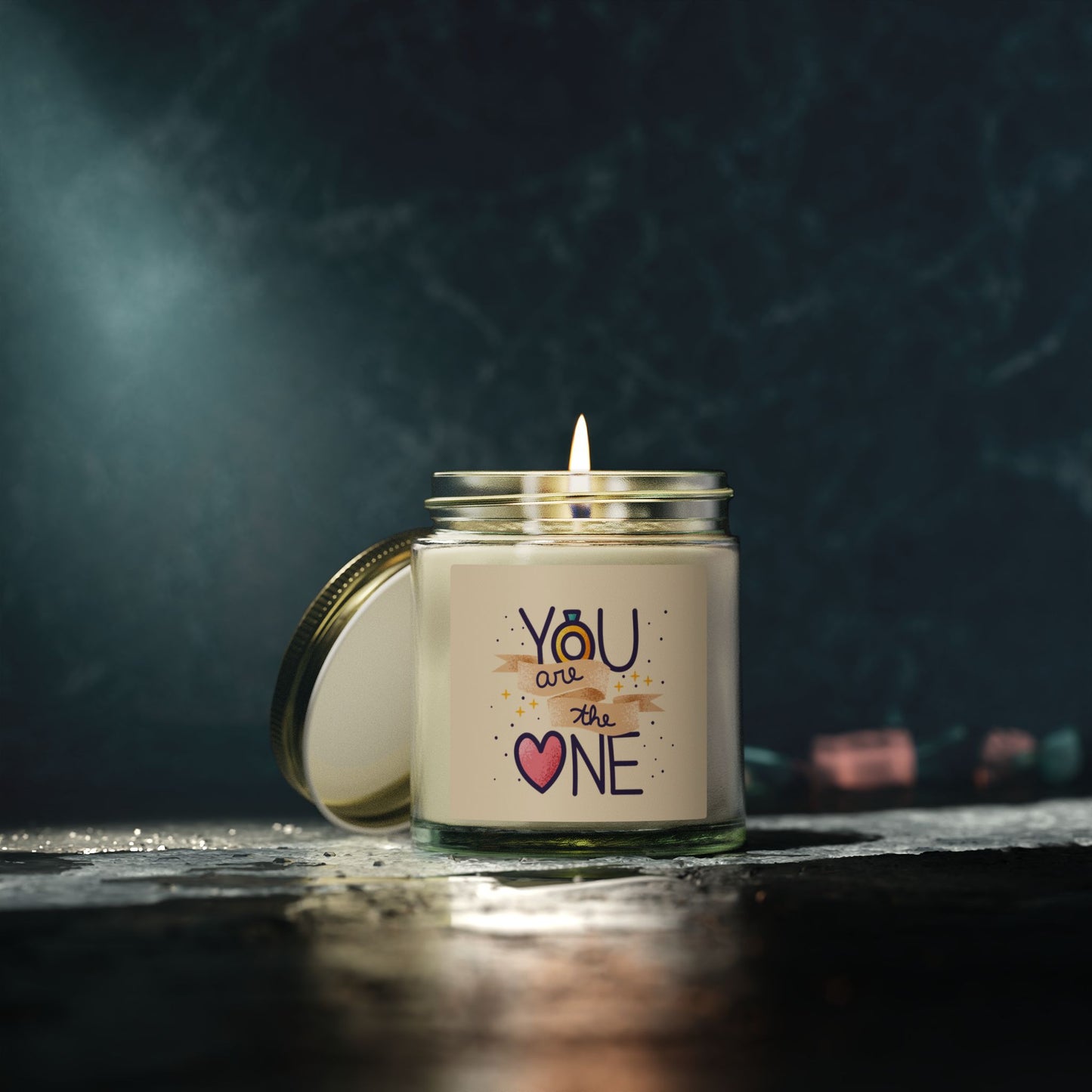 Scented Candle — Coconut Apricot Wax (4oz/9oz) “You Are the One” Love Jar