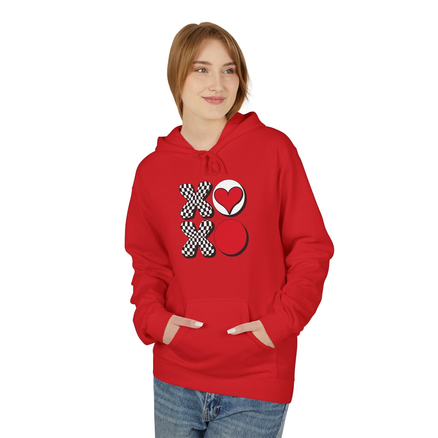 Hugs & Kisses Heart Hoodie — XOXO Checkerboard Love Pullover