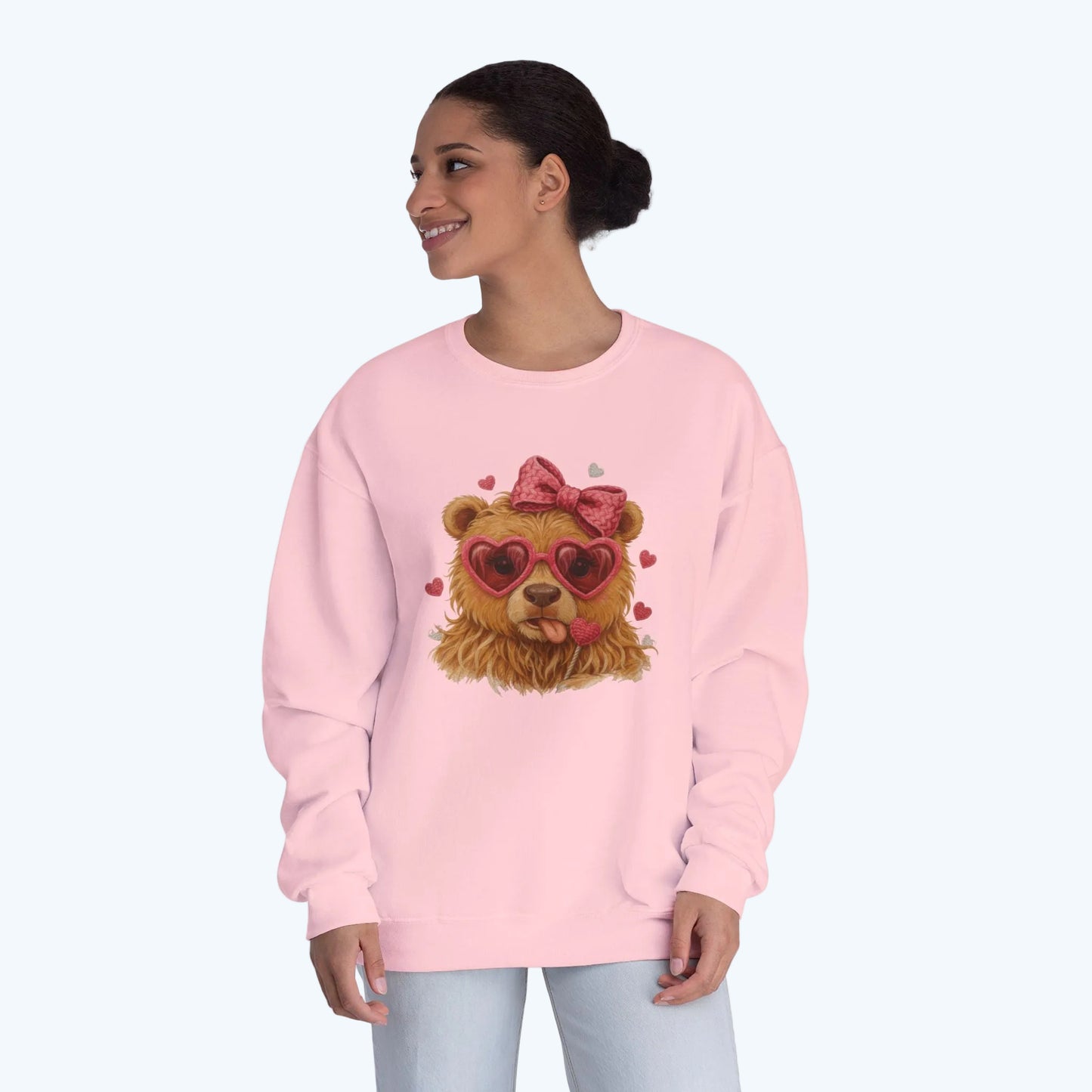 Bear with Heart Sunglasses Crewneck Sweatshirt