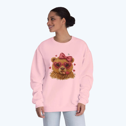 Bear with Heart Sunglasses Crewneck Sweatshirt