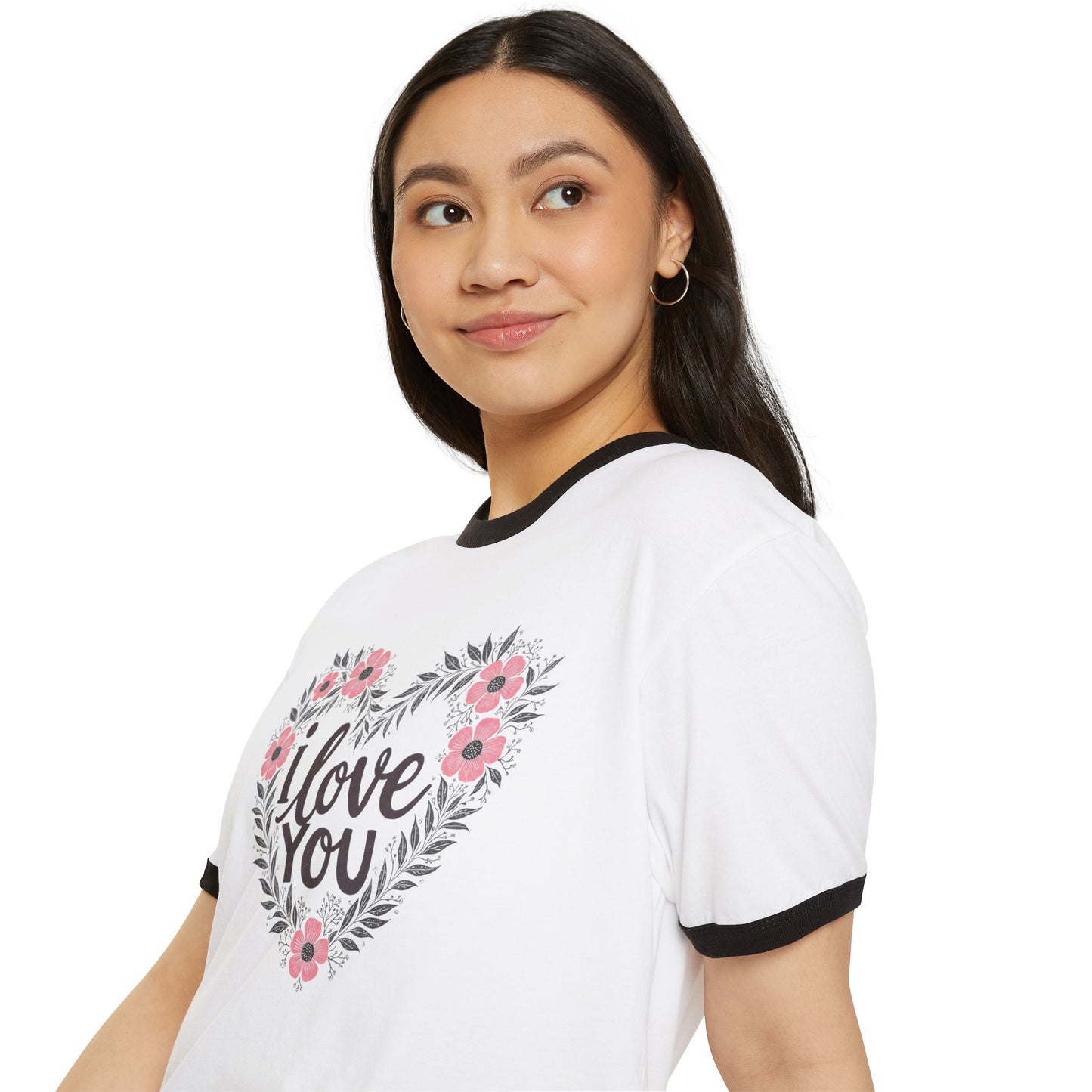 I Love You Floral Ringer Tee
