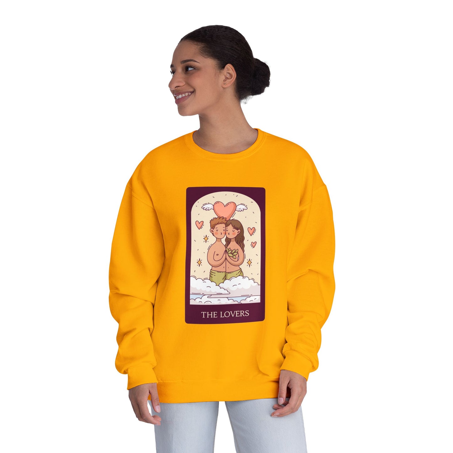 Tarot 'The Lovers' Crewneck Sweatshirt — Cute Retro Love Card Design