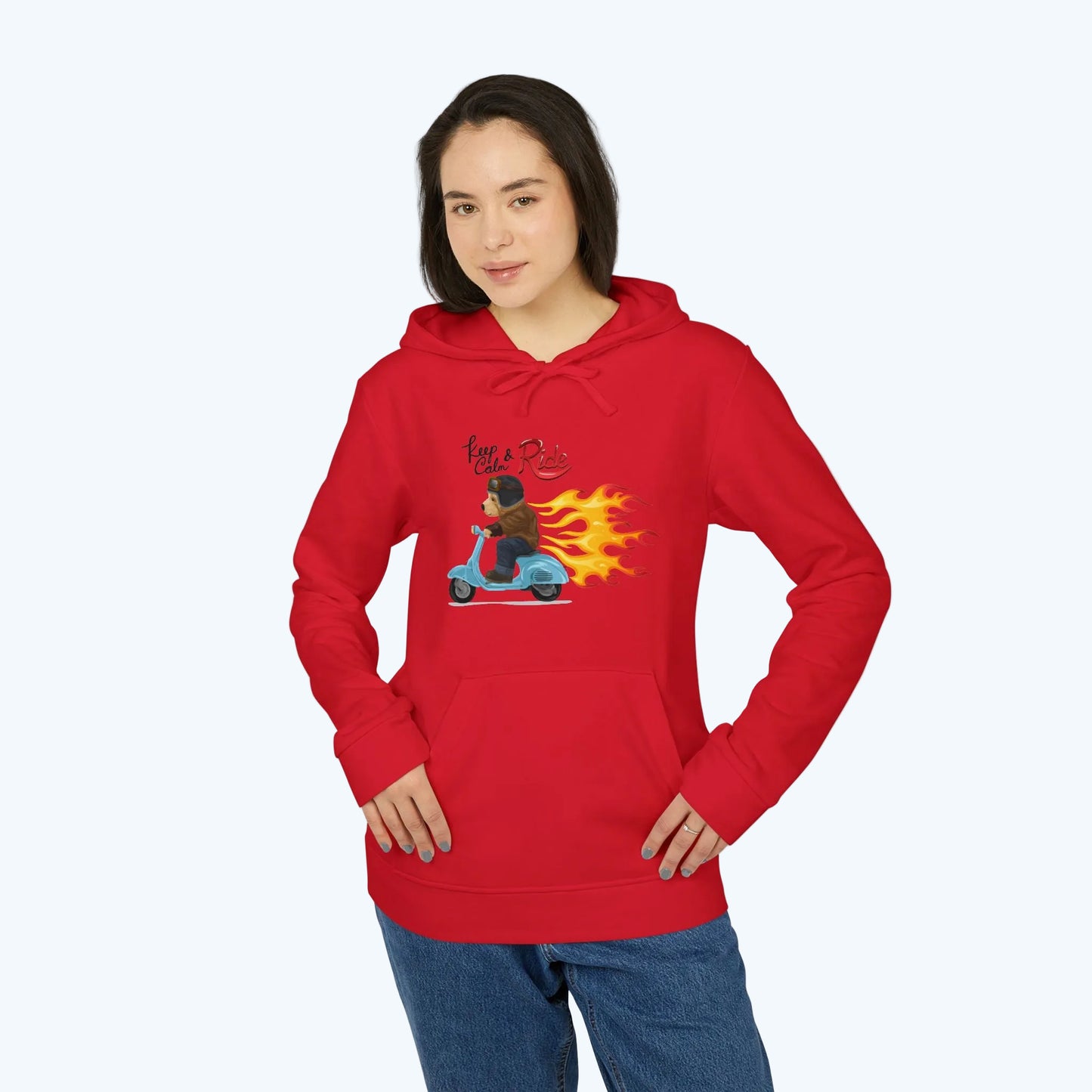 Racer Bear Hoodie — Flaming Scooter Graphic Sweatshirt
