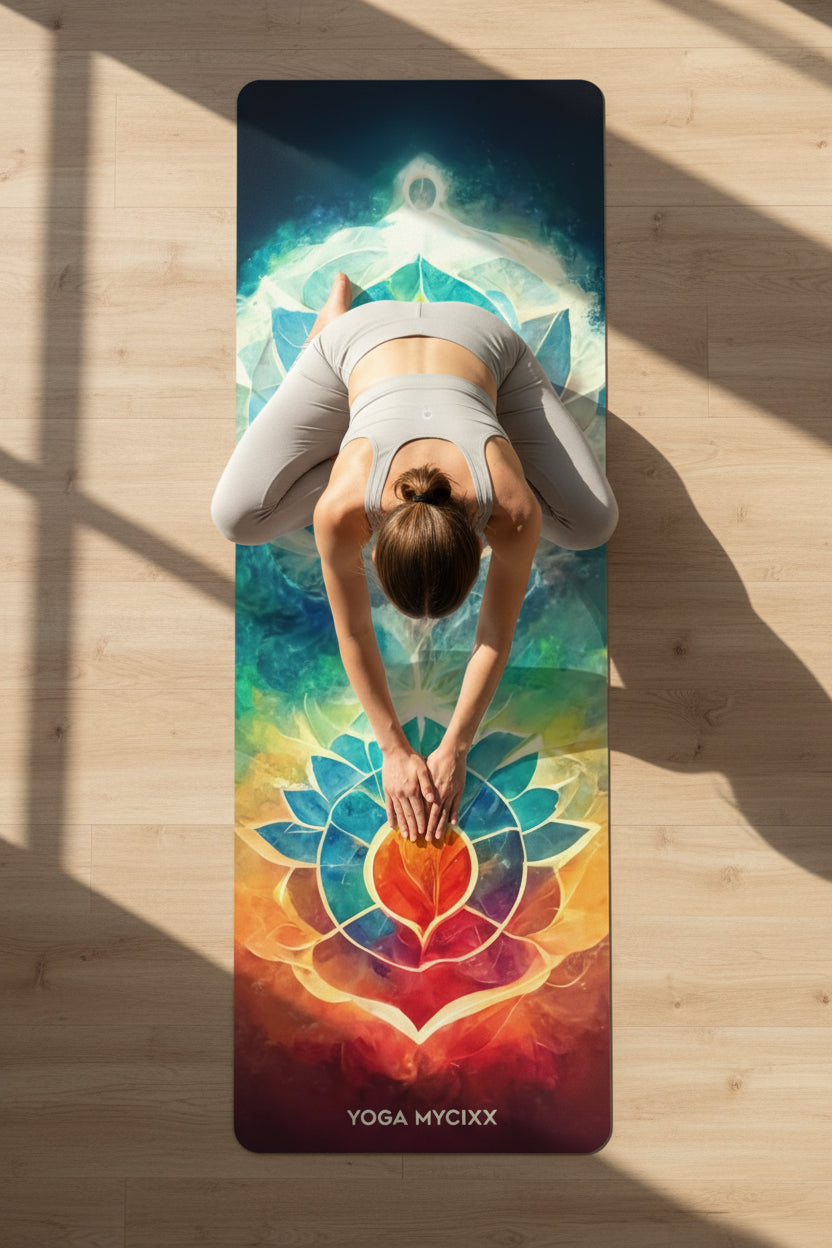 Tie-Dye Sunburst Rubber Yoga Mat — Non-Slip Colorful Meditation & Fitness Mat