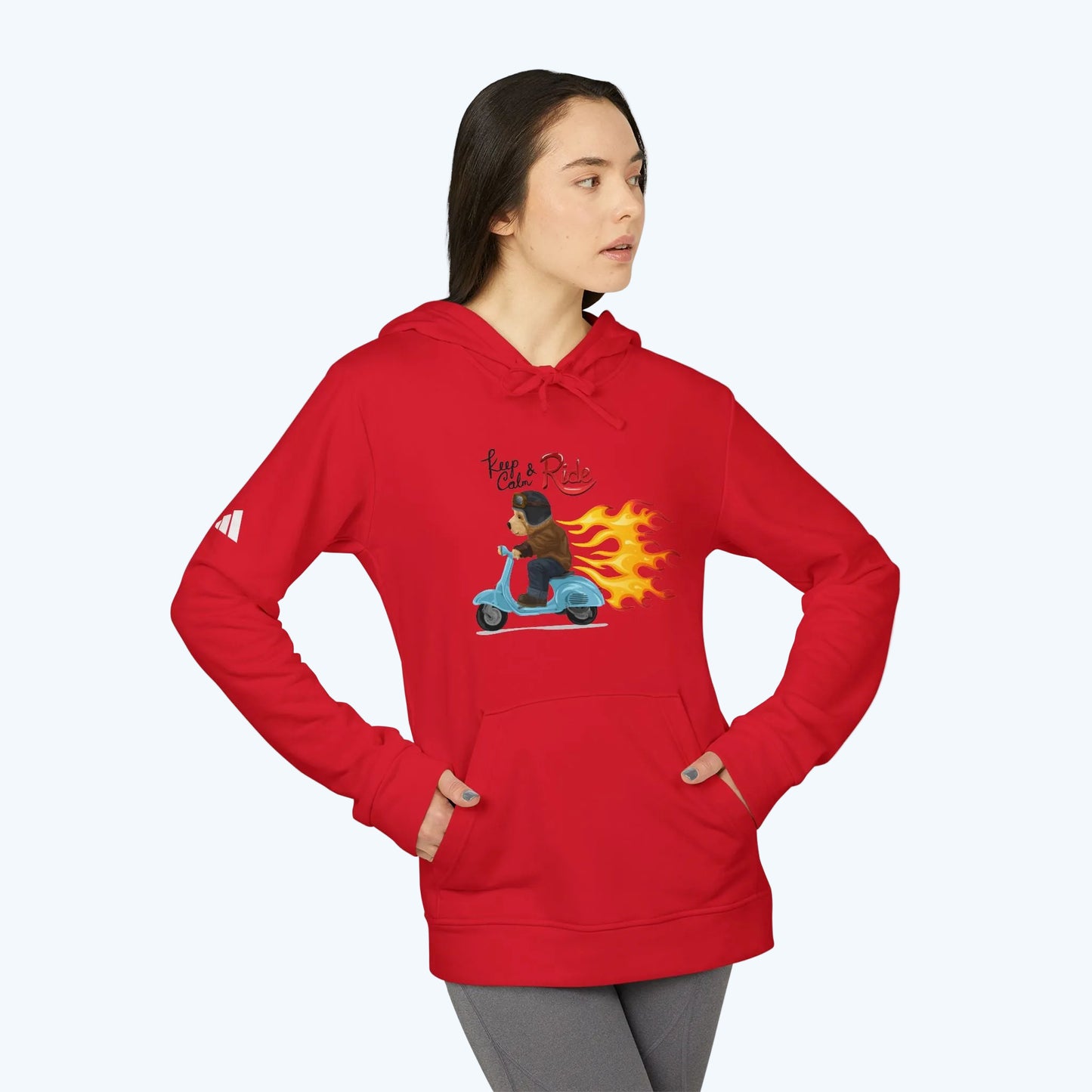 Racer Bear Hoodie — Flaming Scooter Graphic Sweatshirt