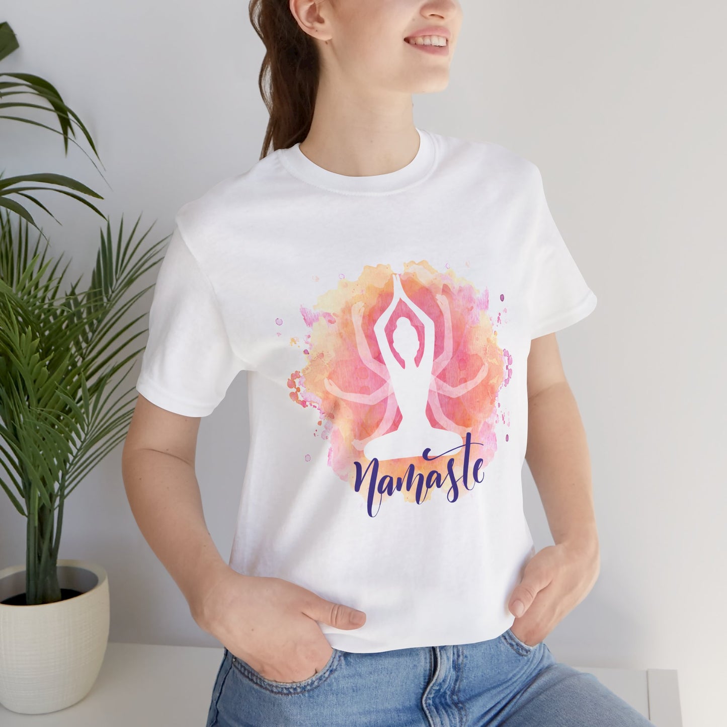 Namaste Yoga T-Shirt – Watercolor Lotus Meditation Tee