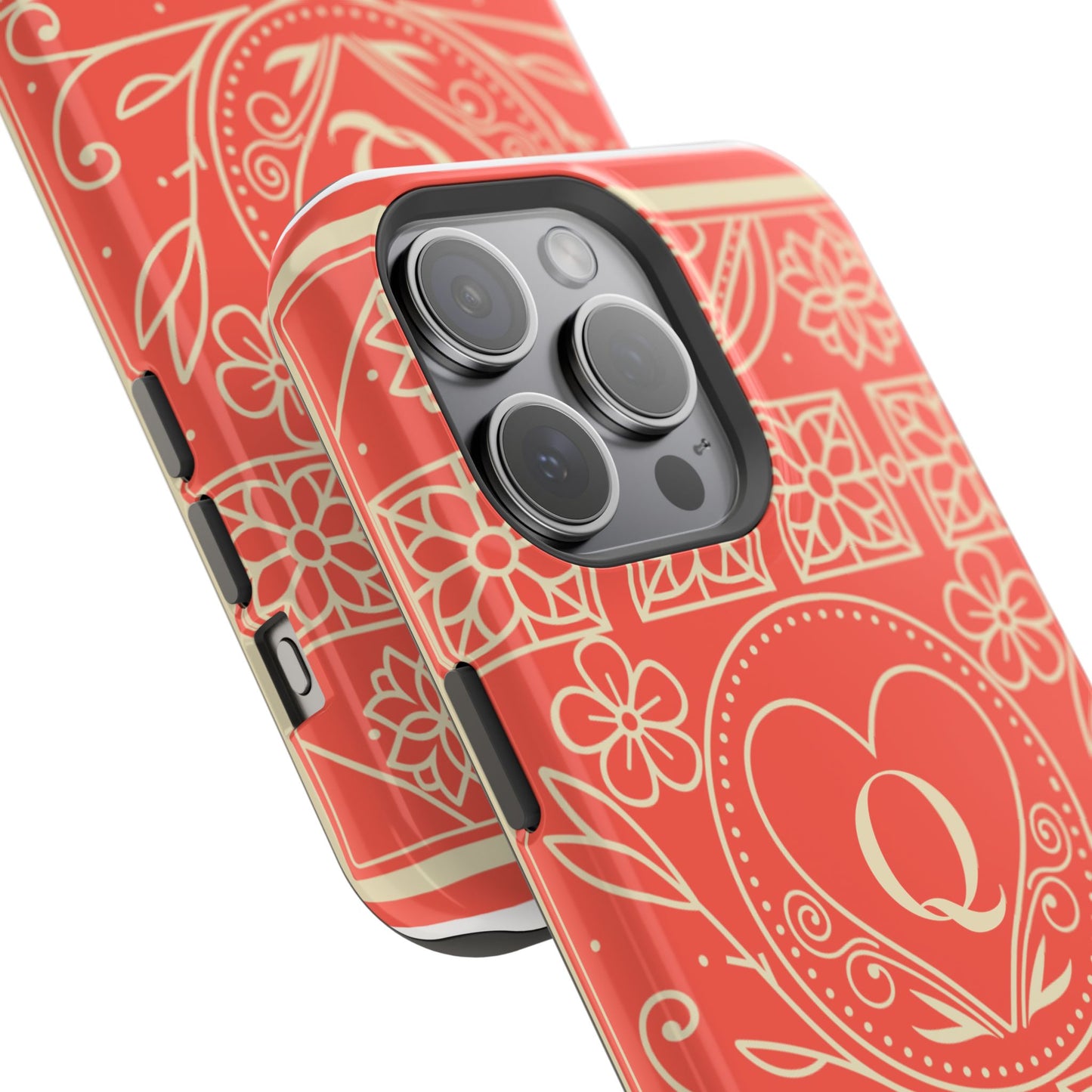 Heart Pattern Magnetic Impact Phone Case — Protective Wallet-Ready iPhone Cover