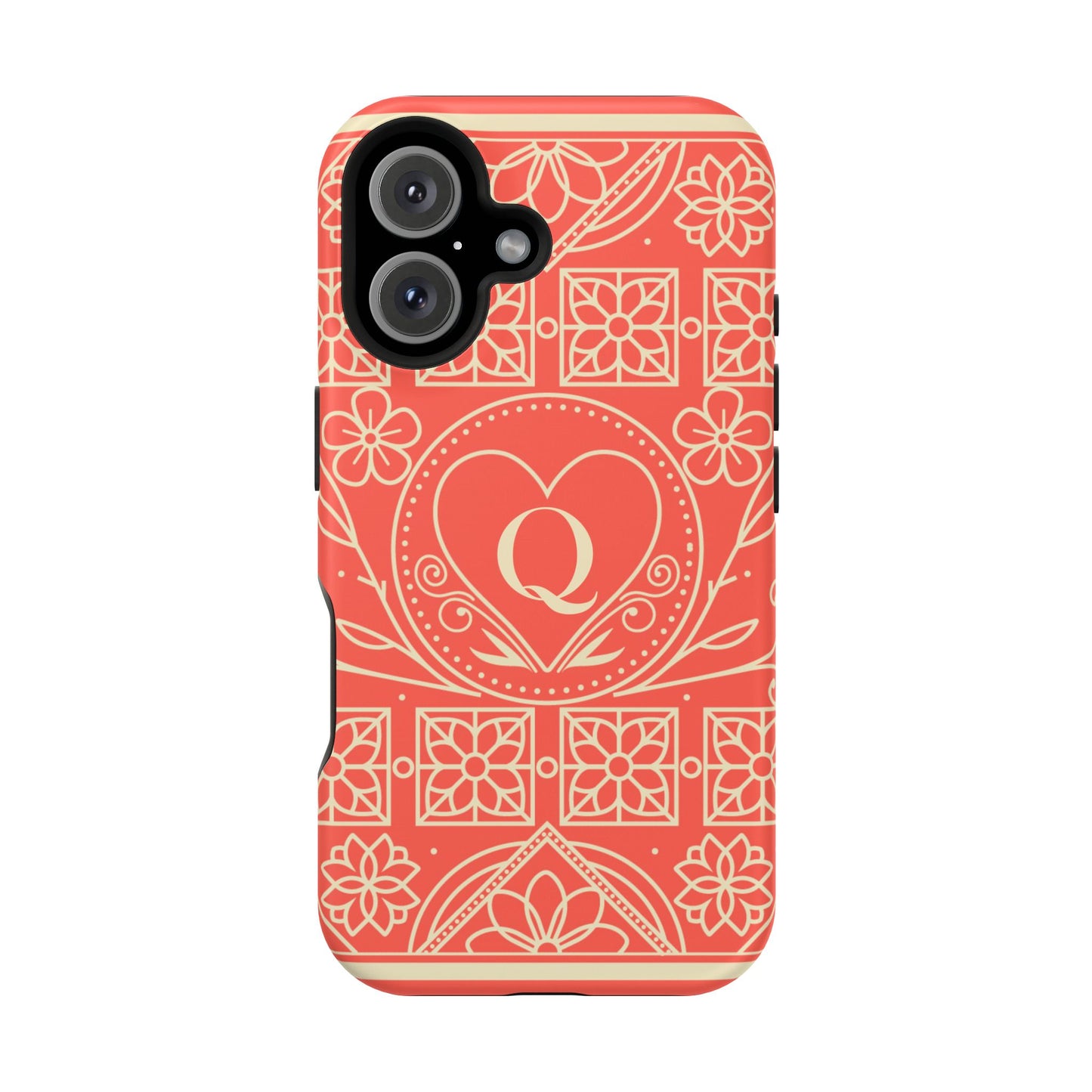 Heart Pattern Magnetic Impact Phone Case — Protective Wallet-Ready iPhone Cover