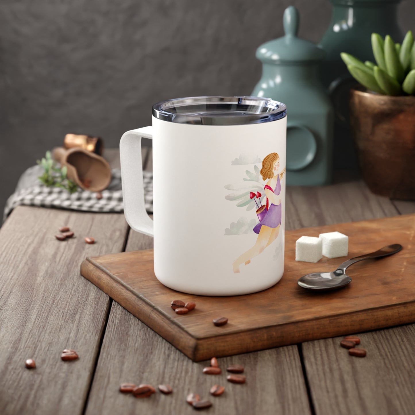 Archer Cupid 10oz Insulated Coffee Mug — Cute Valentine’s Travel Tumbler