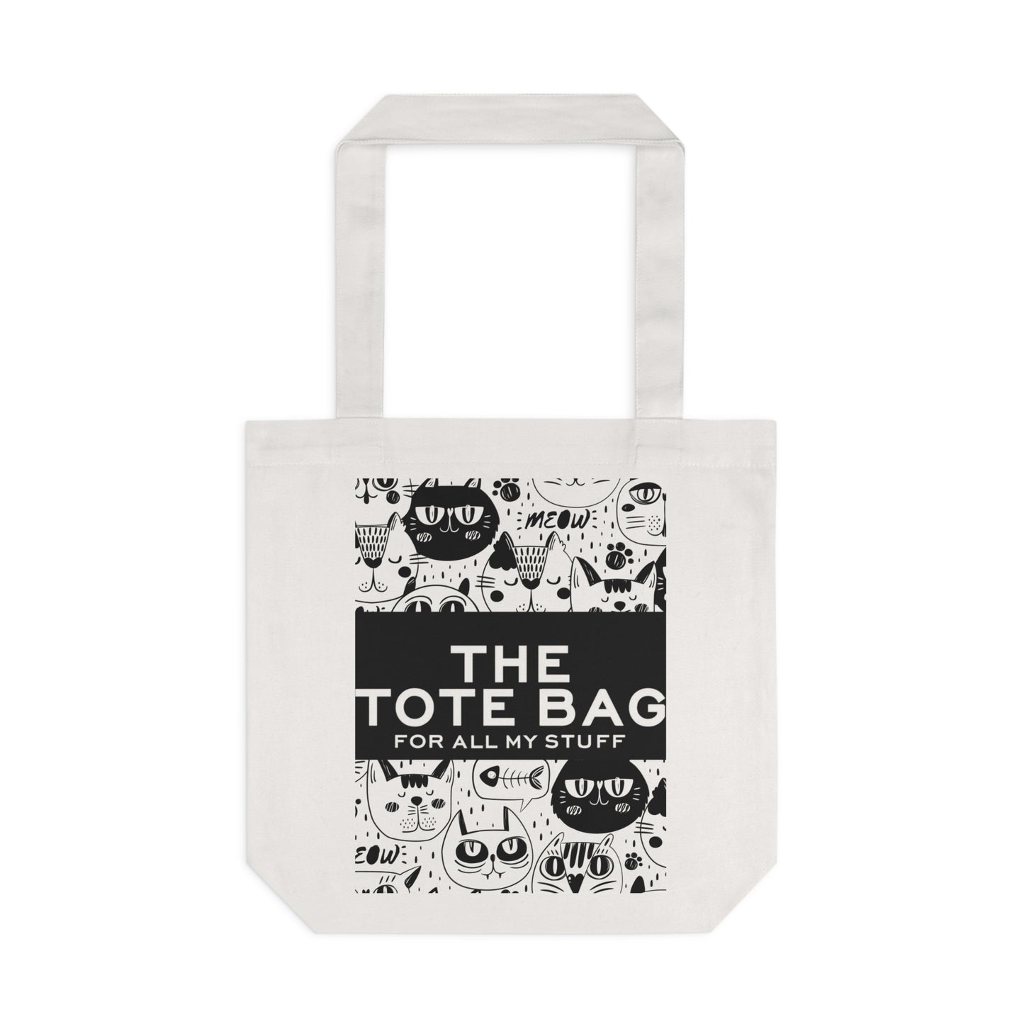 Playful Cat-Themed Cotton Tote Bag