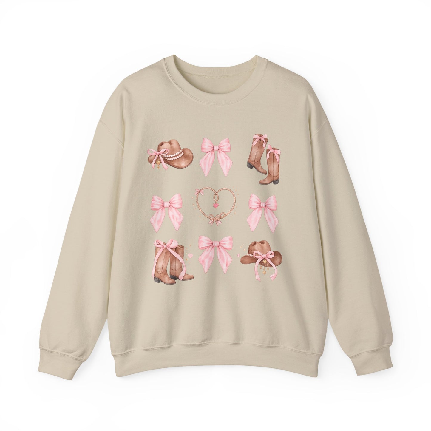 Cowgirl Pink Bow Sweatshirt — Western Boots & Hats Graphic Crewneck