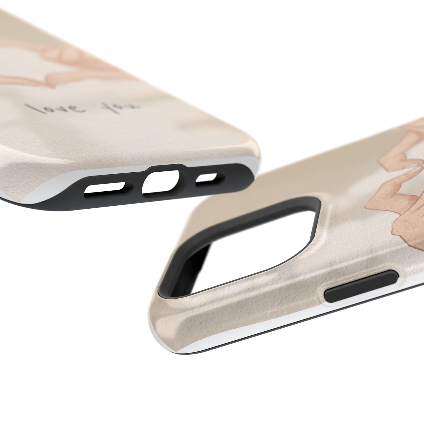 Phone Case — Hands Forming Heart with “love you” Romantic Protective Cover