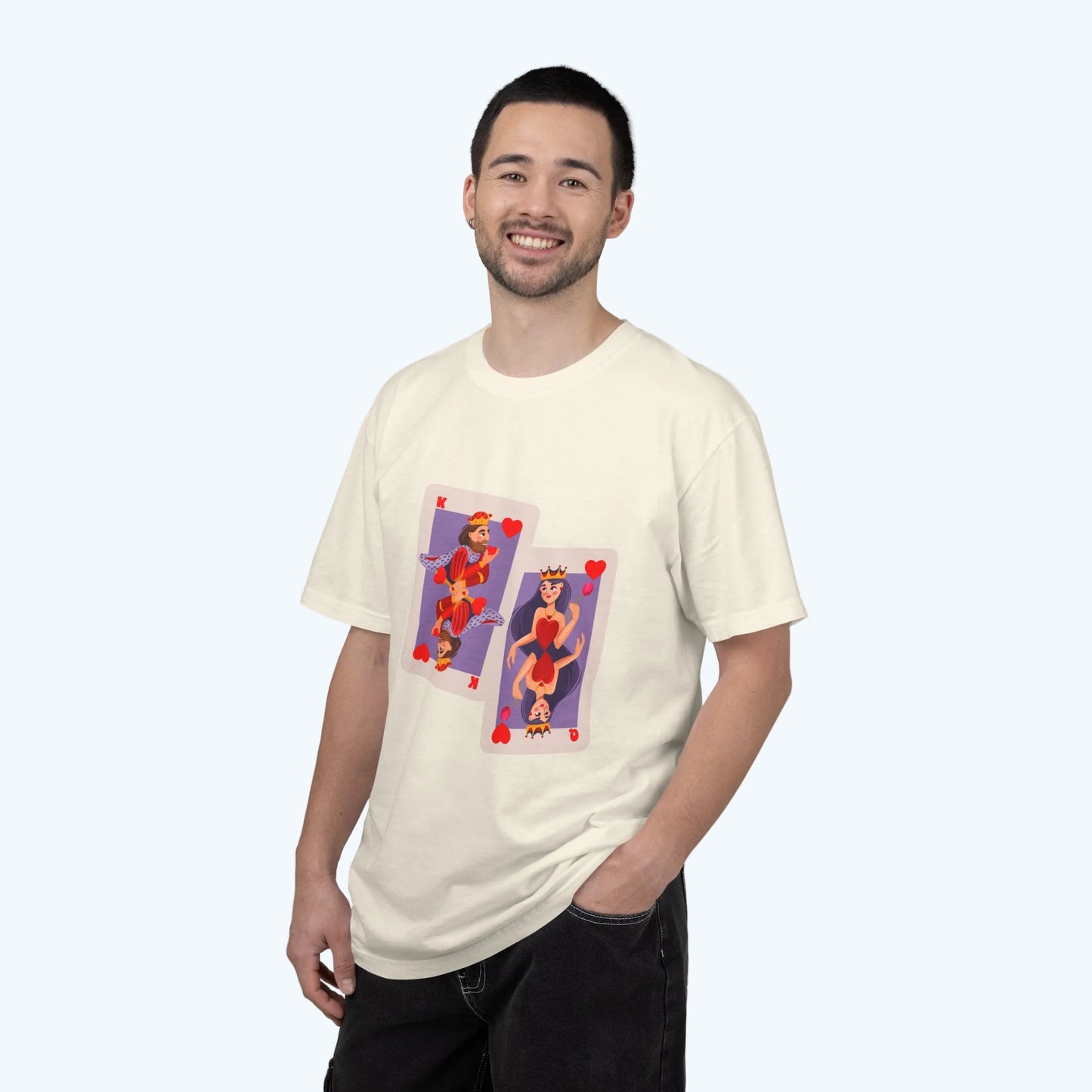 Playing Card Lovers T-Shirt — Queen & King of Hearts Graphic Tee