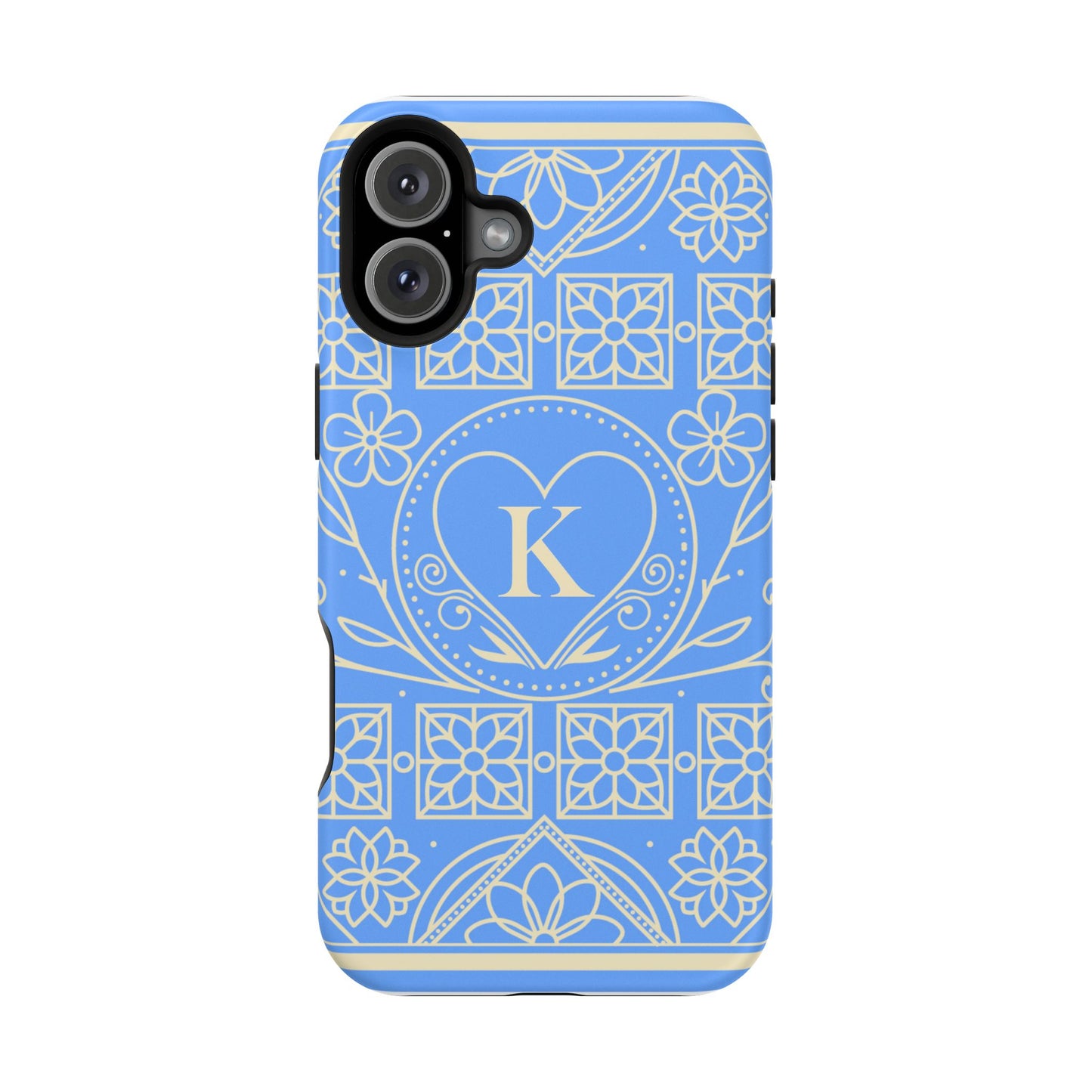 Monogram "K" Blue Floral Magnetic Phone Case — Impact-Resistant