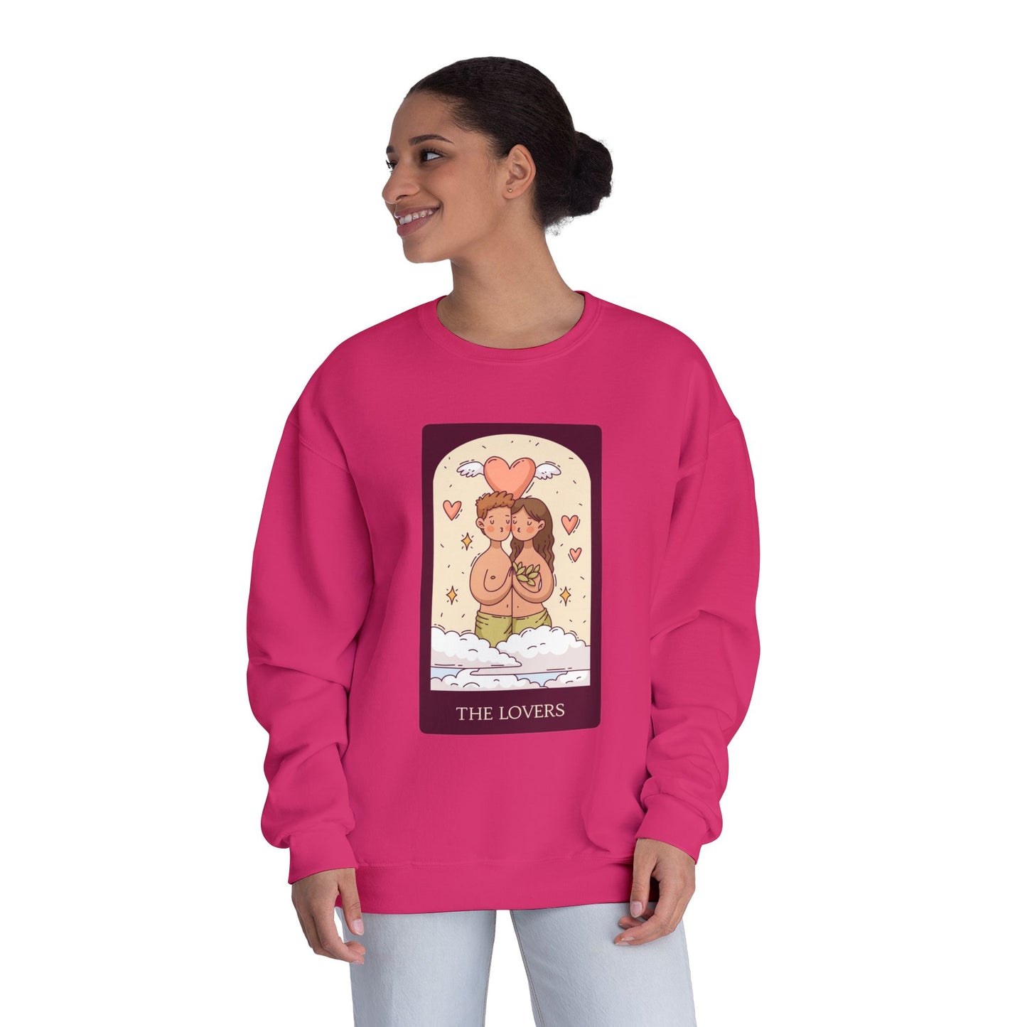 Tarot 'The Lovers' Crewneck Sweatshirt — Cute Retro Love Card Design
