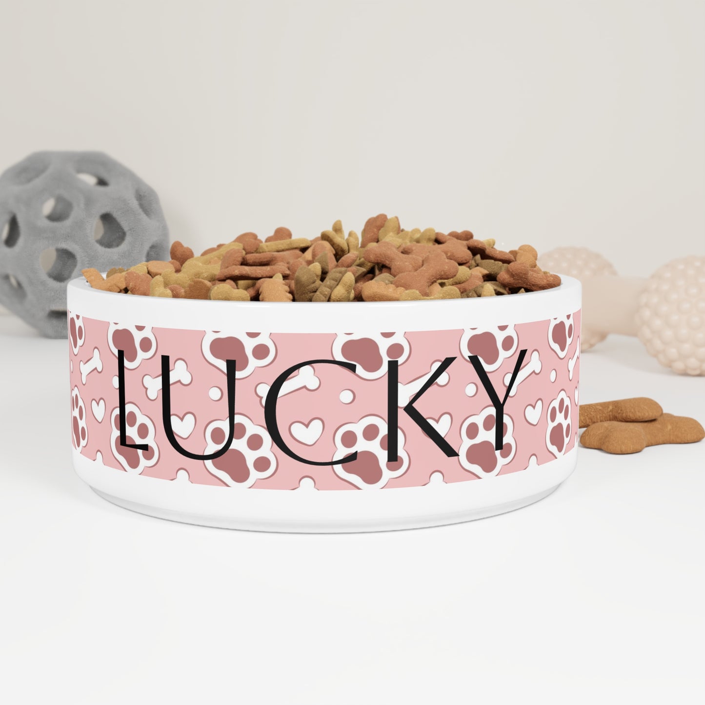 Personalized Lucky Pet Bowl for Dogs and Cats - Paw Print Design