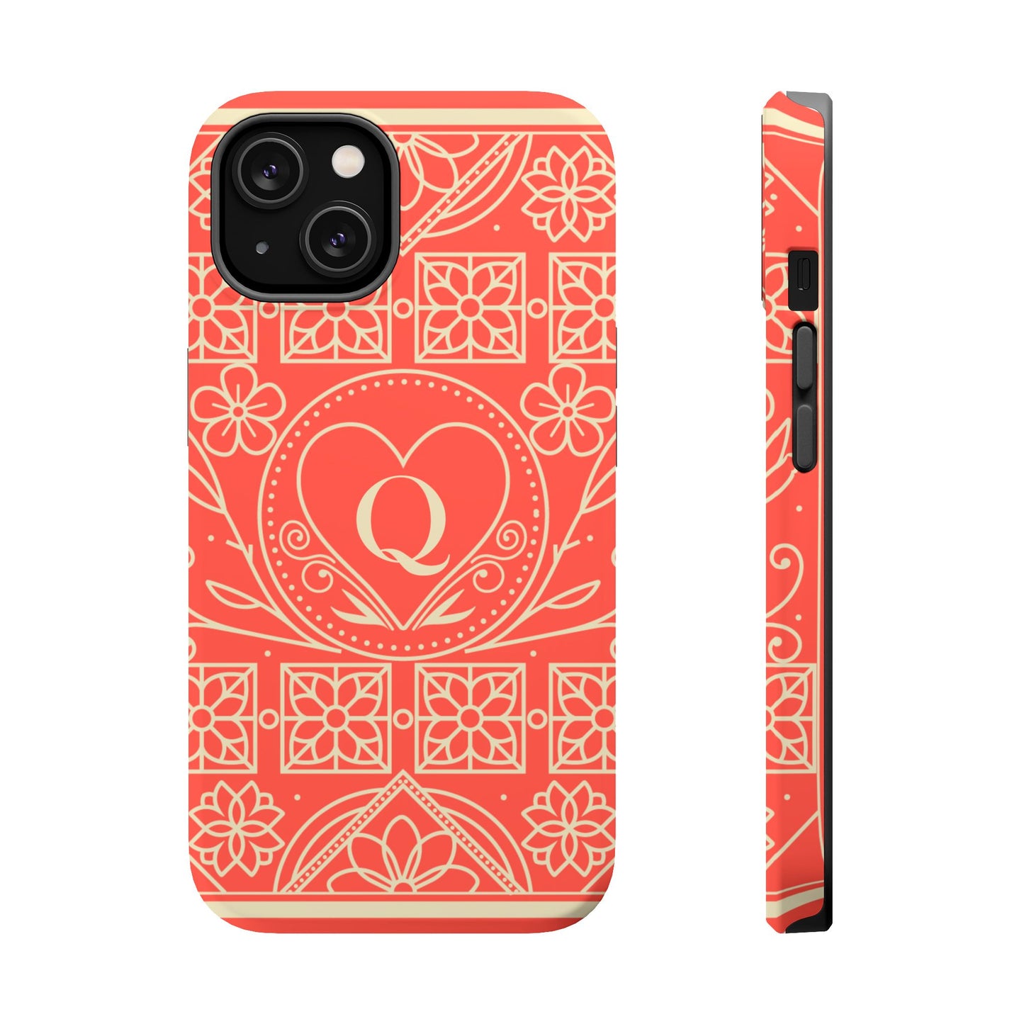Heart Pattern Magnetic Impact Phone Case — Protective Wallet-Ready iPhone Cover