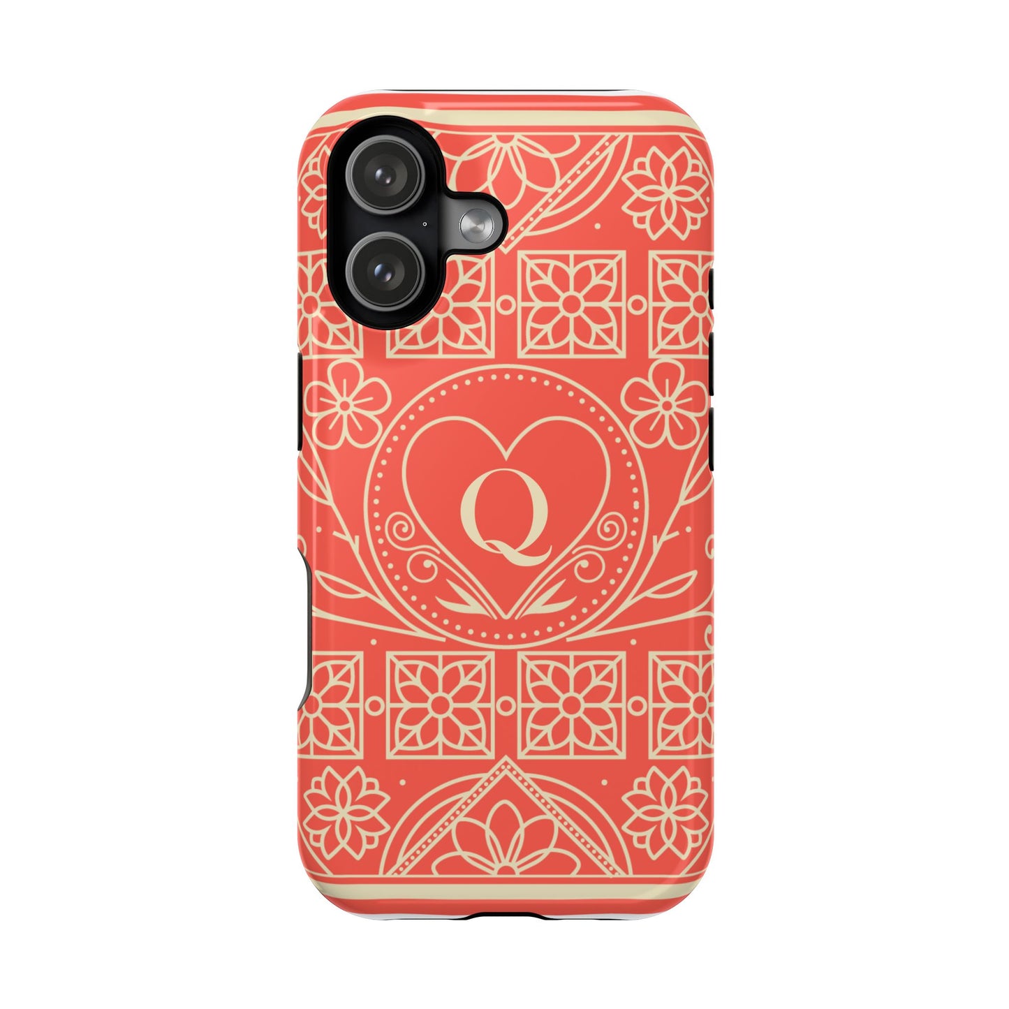 Heart Pattern Magnetic Impact Phone Case — Protective Wallet-Ready iPhone Cover