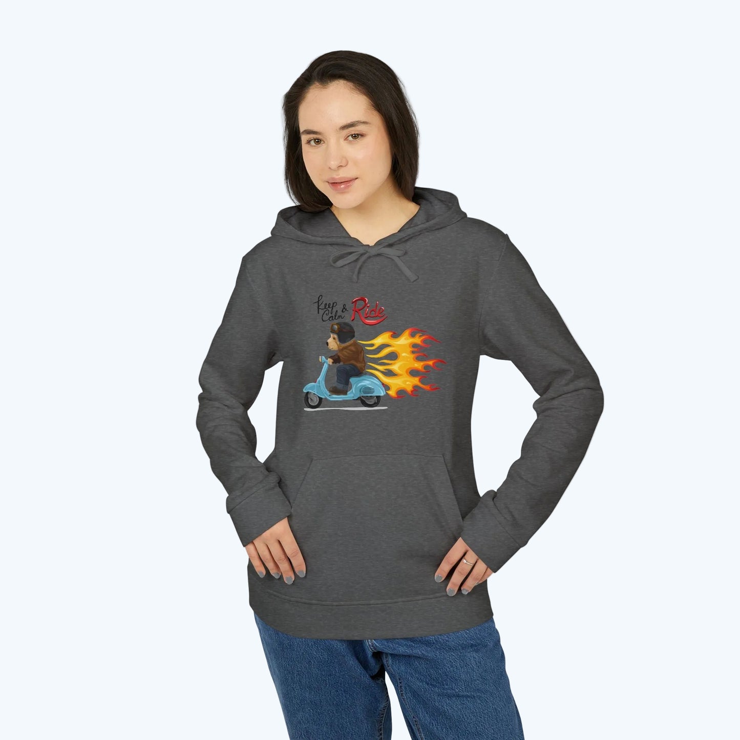 Racer Bear Hoodie — Flaming Scooter Graphic Sweatshirt