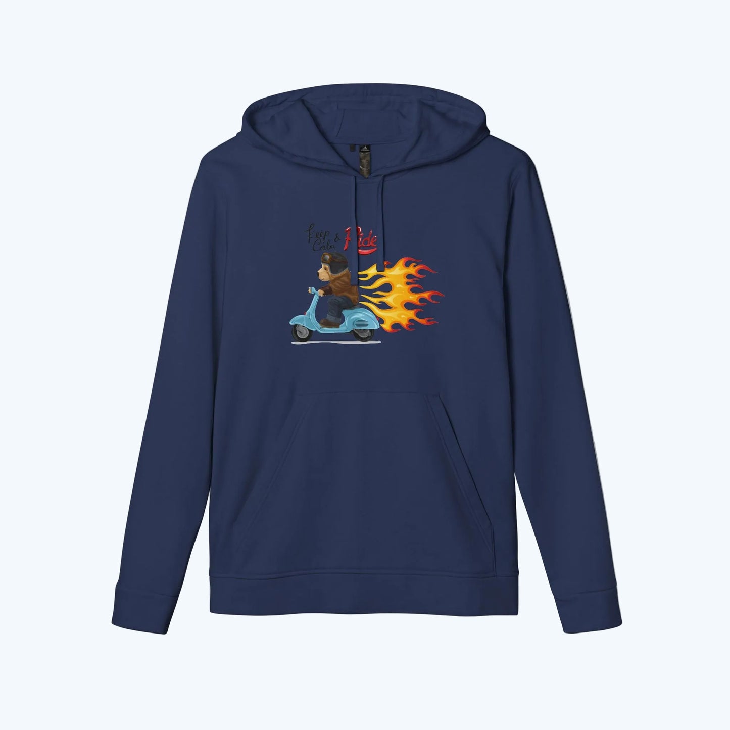 Racer Bear Hoodie — Flaming Scooter Graphic Sweatshirt