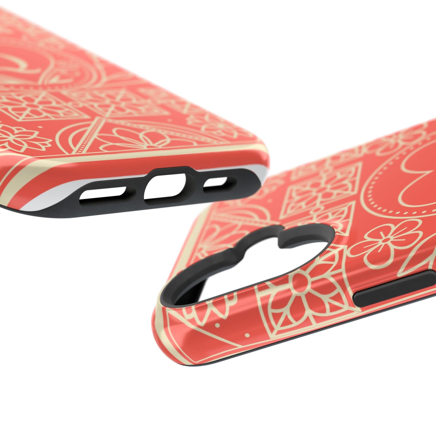 Heart Pattern Magnetic Impact Phone Case — Protective Wallet-Ready iPhone Cover