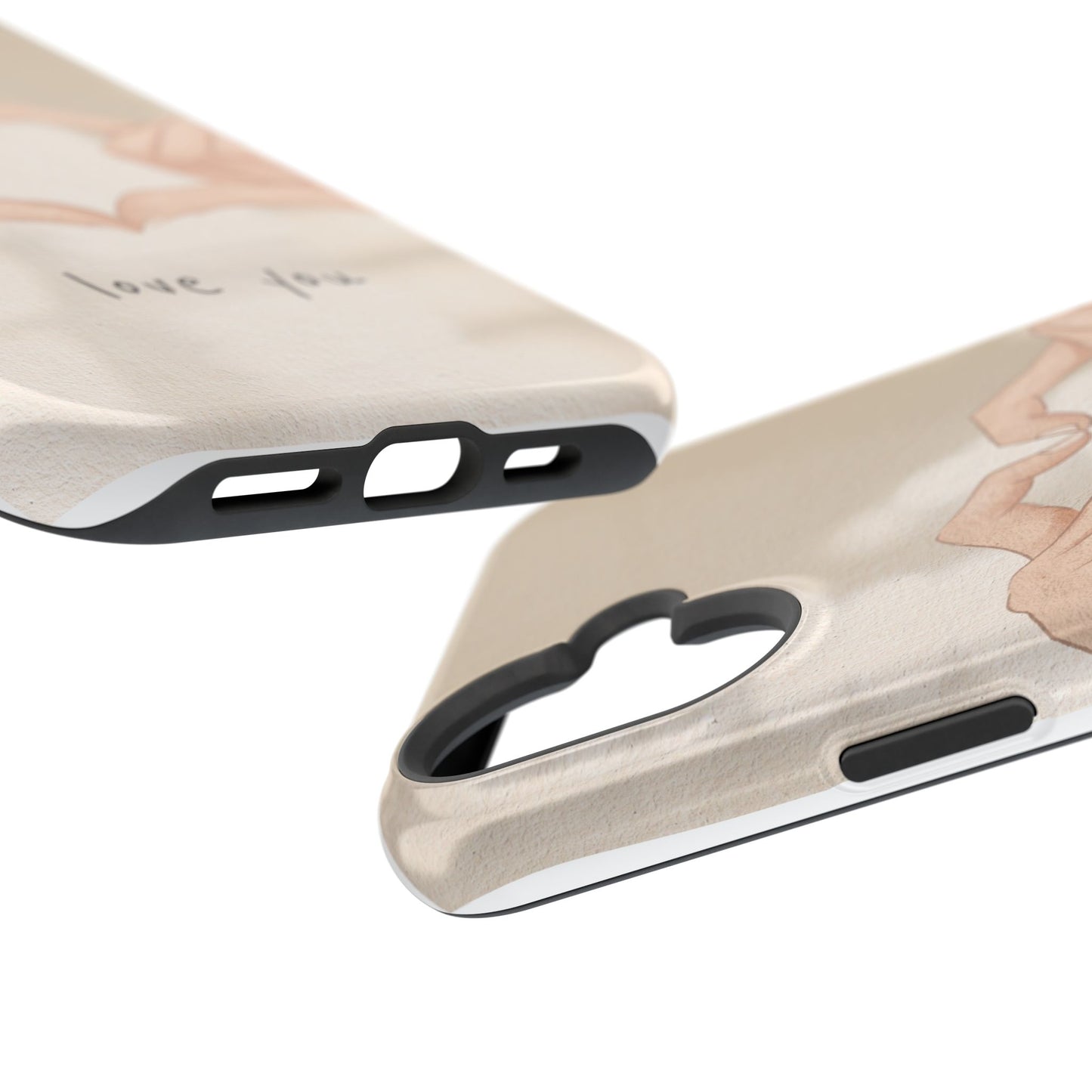Phone Case — Hands Forming Heart with “love you” Romantic Protective Cover