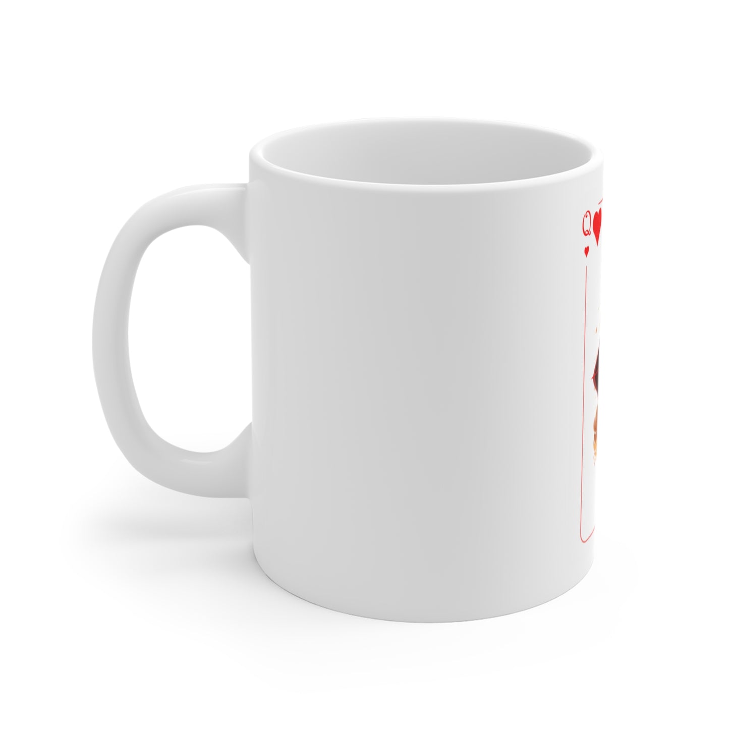 Queen of Hearts Playing Card Mug — Cute Royalty Coffee Cup (11 oz)