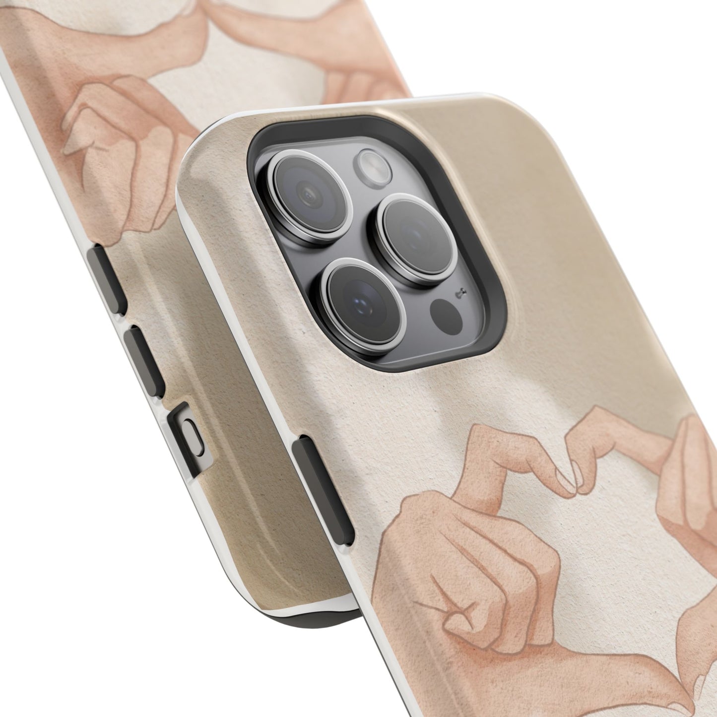 Phone Case — Hands Forming Heart with “love you” Romantic Protective Cover