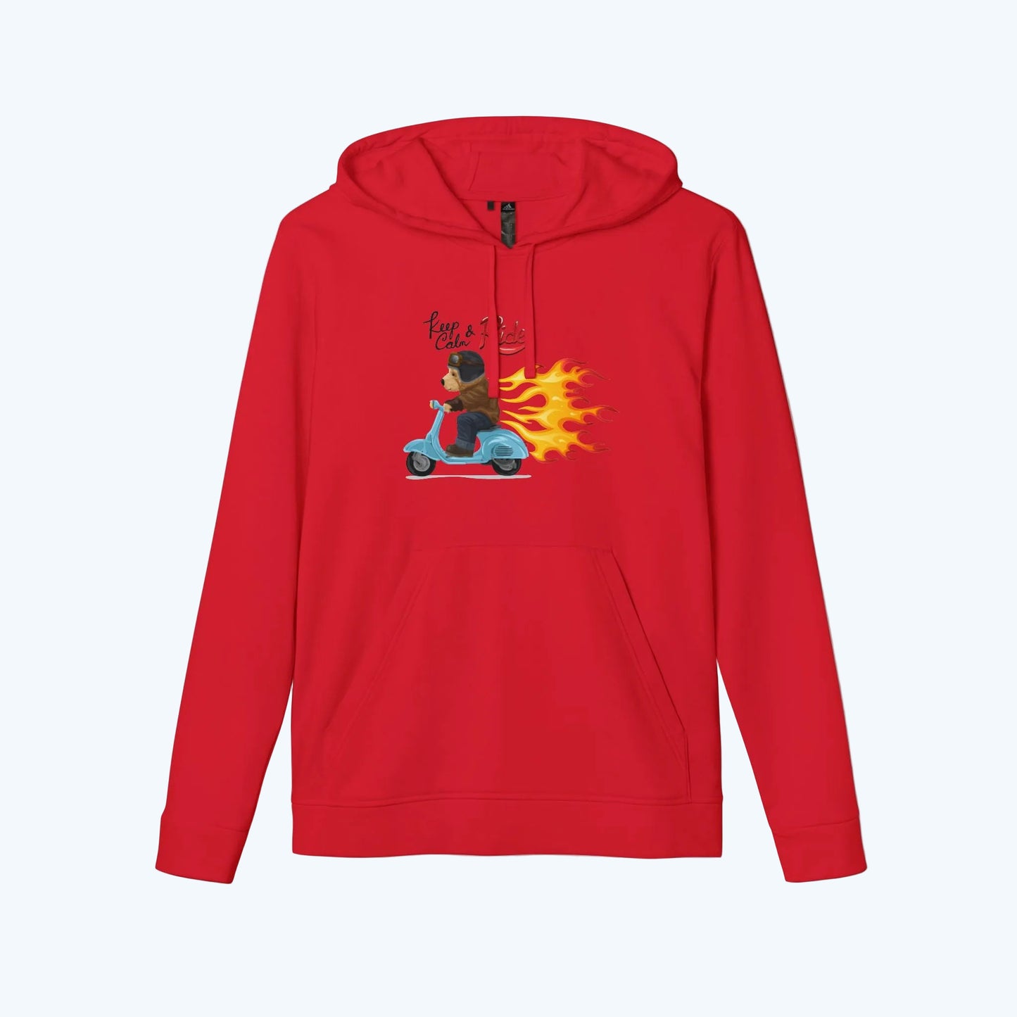 Racer Bear Hoodie — Flaming Scooter Graphic Sweatshirt