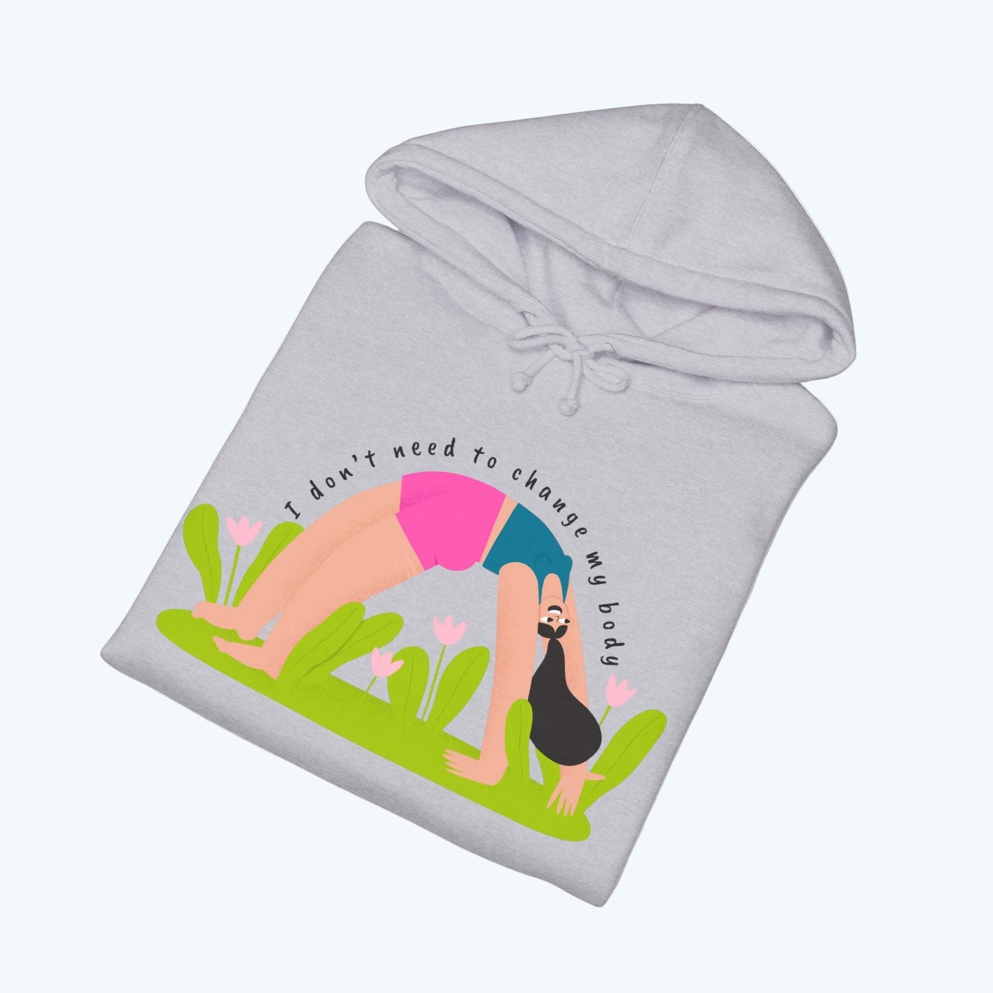 Yoga Bridge Pose Hoodie – "There is Power in Stillness" Graphic Sweatshirt