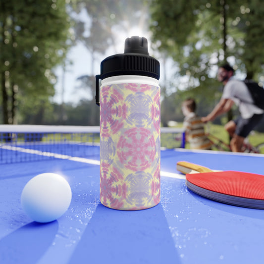 Tie-Dye Pastel Stainless Steel Water Bottle — Sports Lid, Pink & Lavender Kaleidoscope