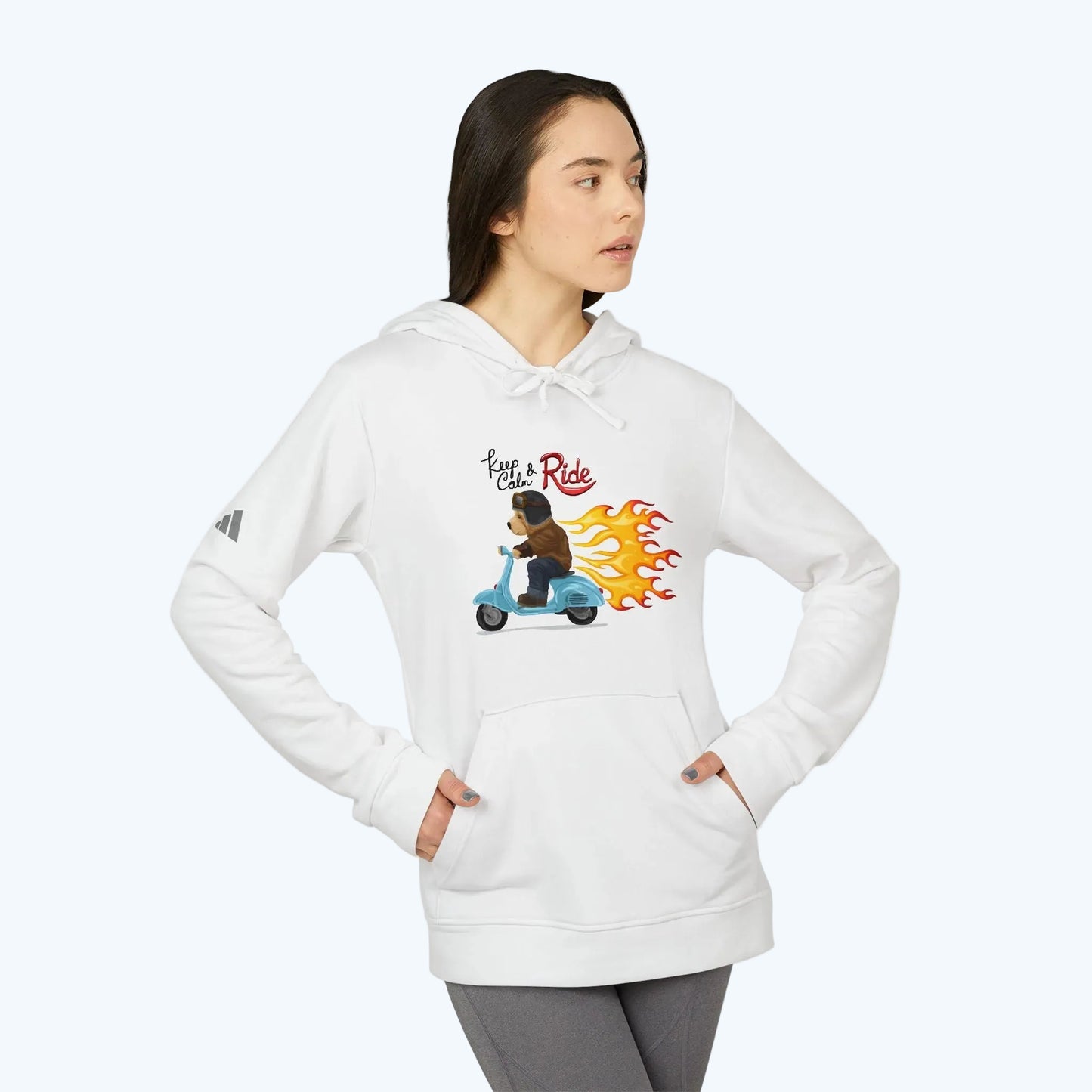 Racer Bear Hoodie — Flaming Scooter Graphic Sweatshirt