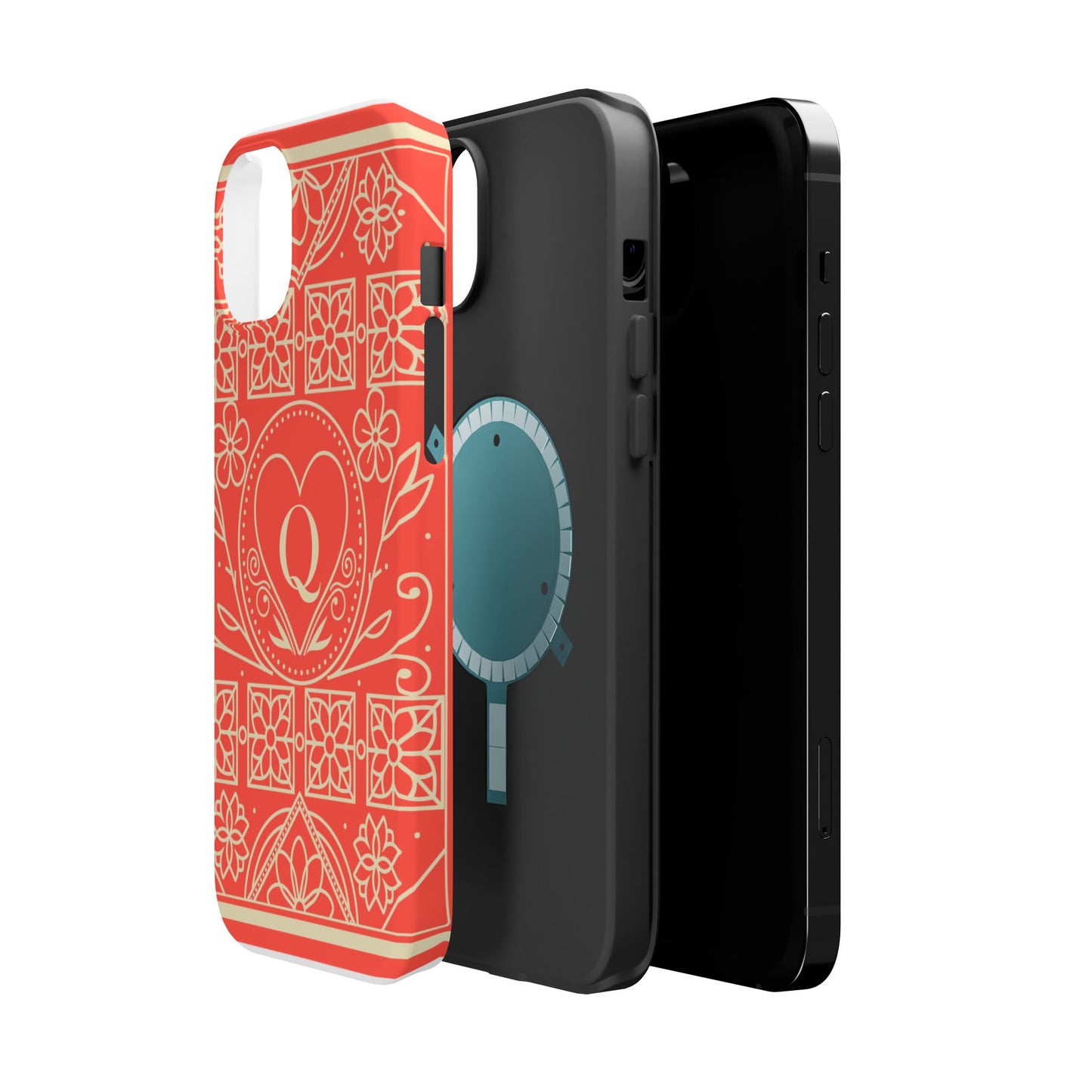 Heart Pattern Magnetic Impact Phone Case — Protective Wallet-Ready iPhone Cover