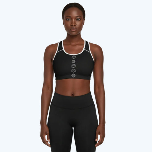 Chakra Line Sports Bra — Black Yoga Activewear