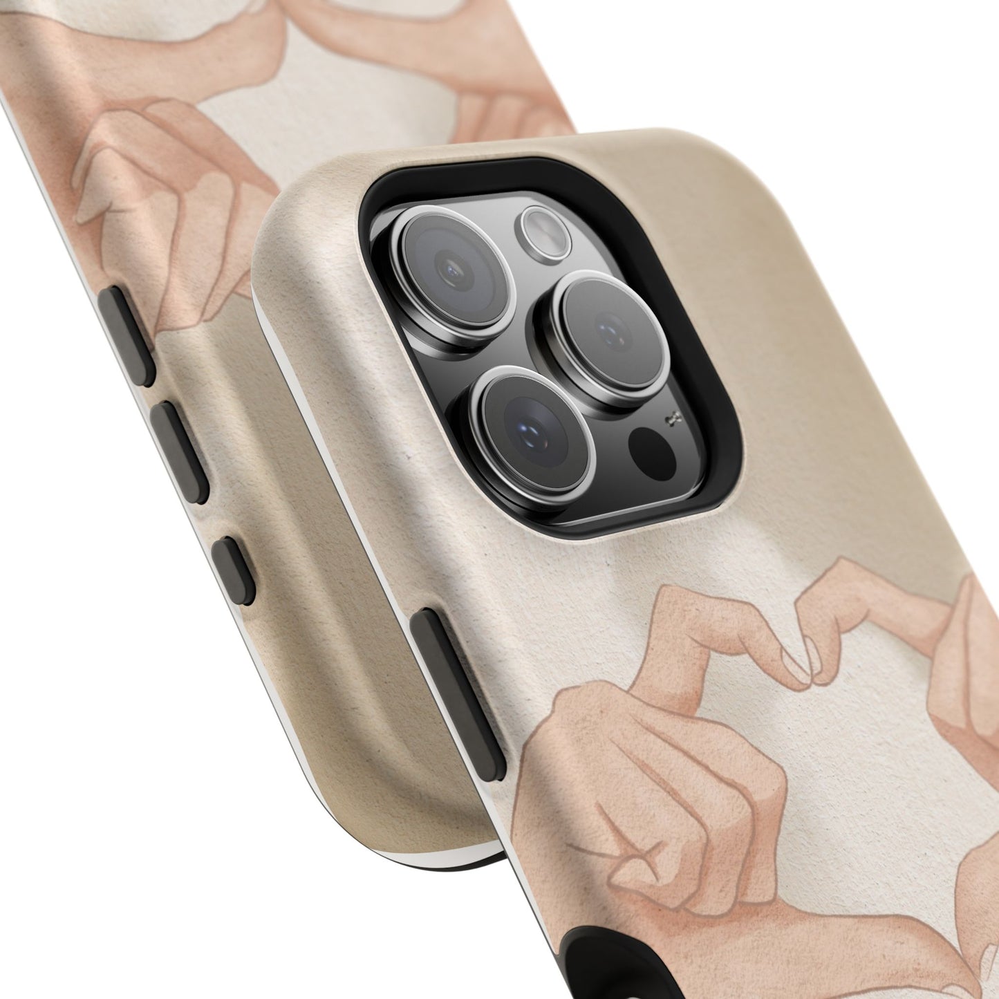 Phone Case — Hands Forming Heart with “love you” Romantic Protective Cover