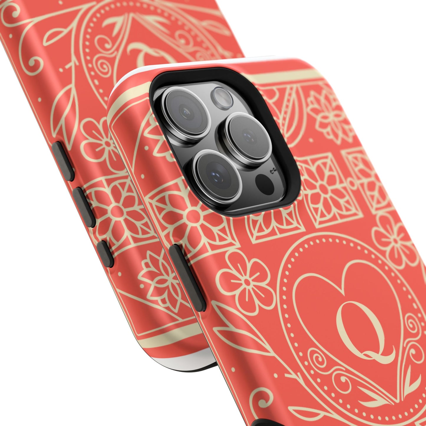 Heart Pattern Magnetic Impact Phone Case — Protective Wallet-Ready iPhone Cover