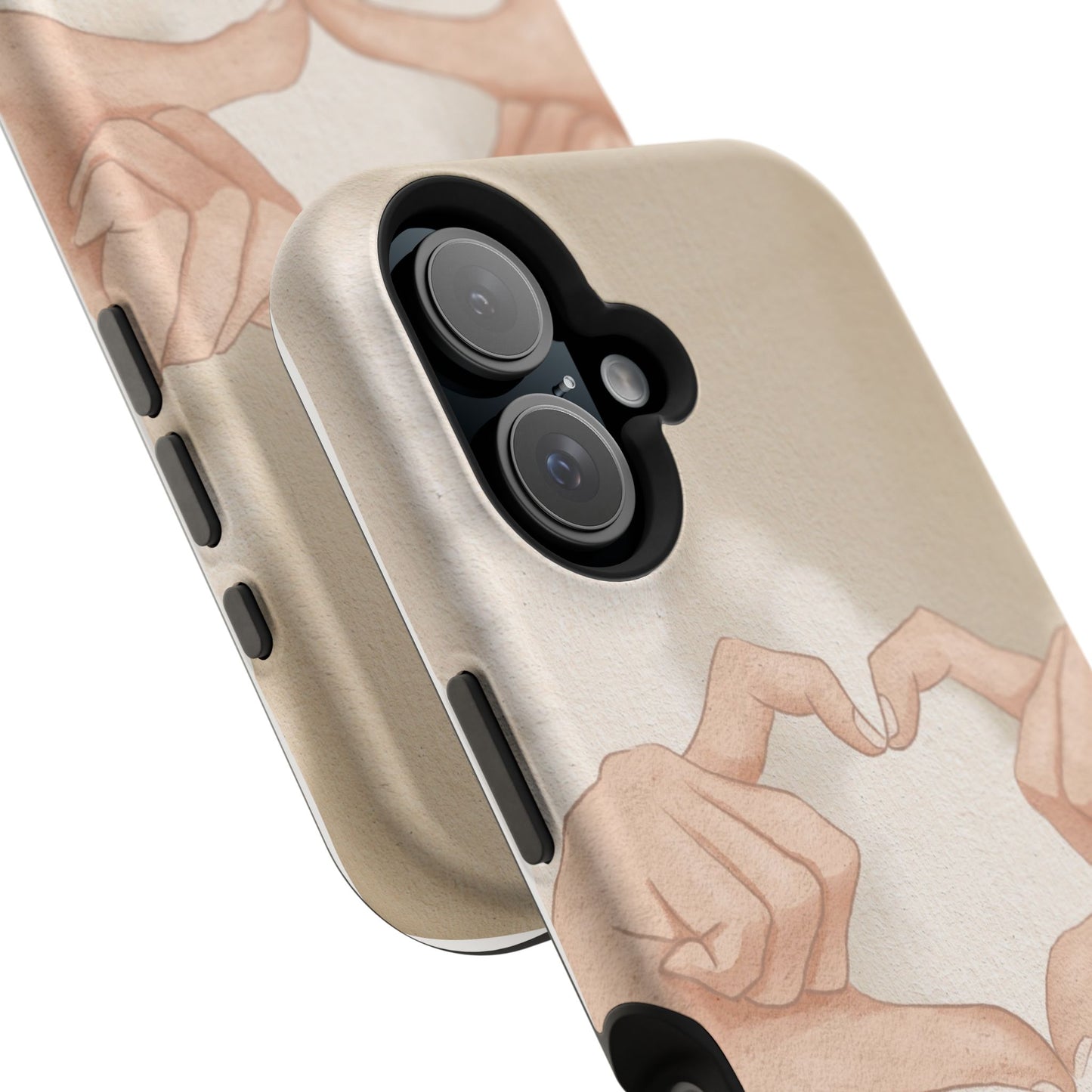 Phone Case — Hands Forming Heart with “love you” Romantic Protective Cover