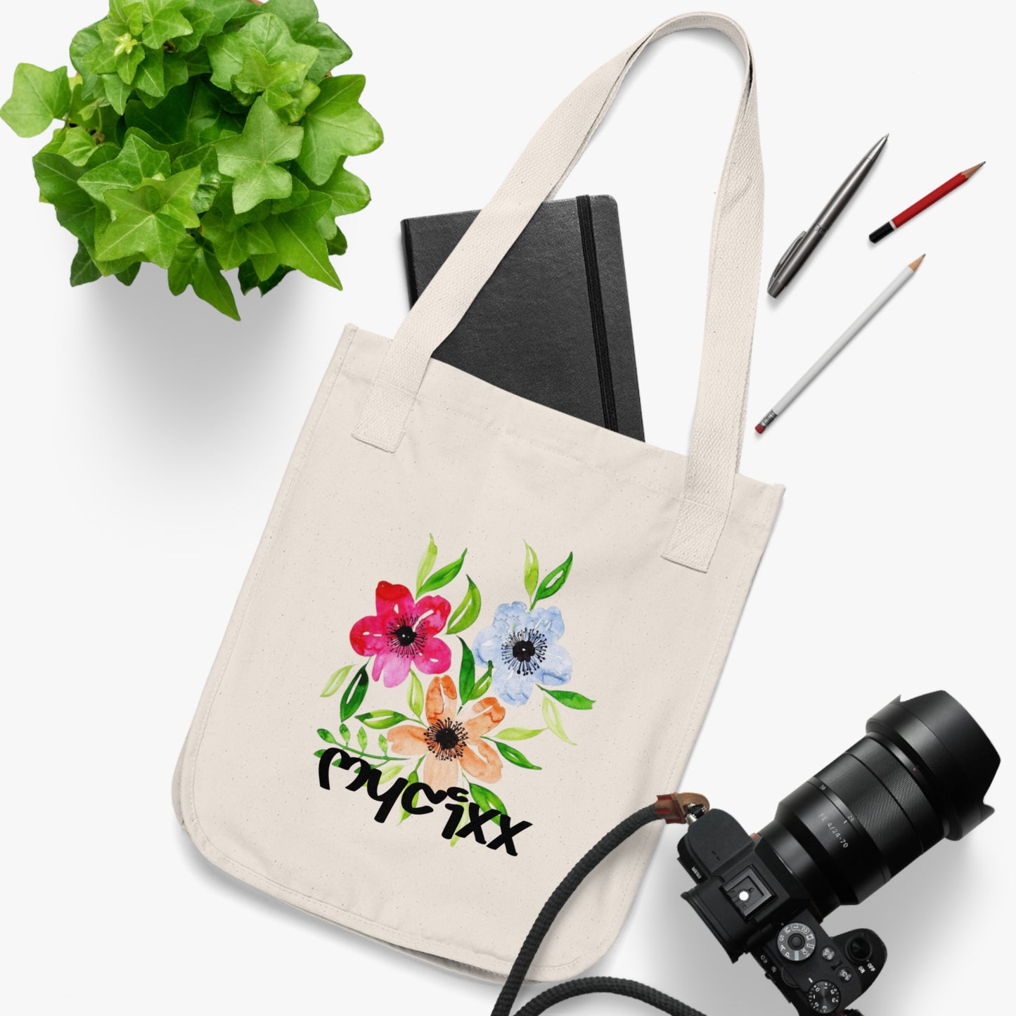Floral Organic Canvas Tote Bag - Eco-Friendly Shopping & Fashion