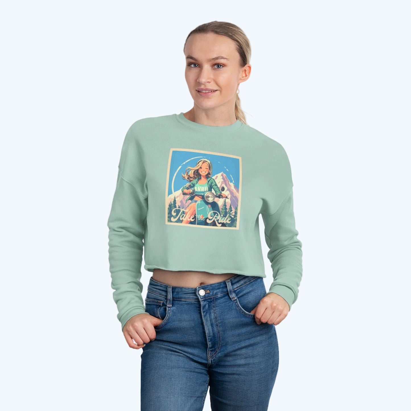 Retro motorbike  Cropped Sweatshirt