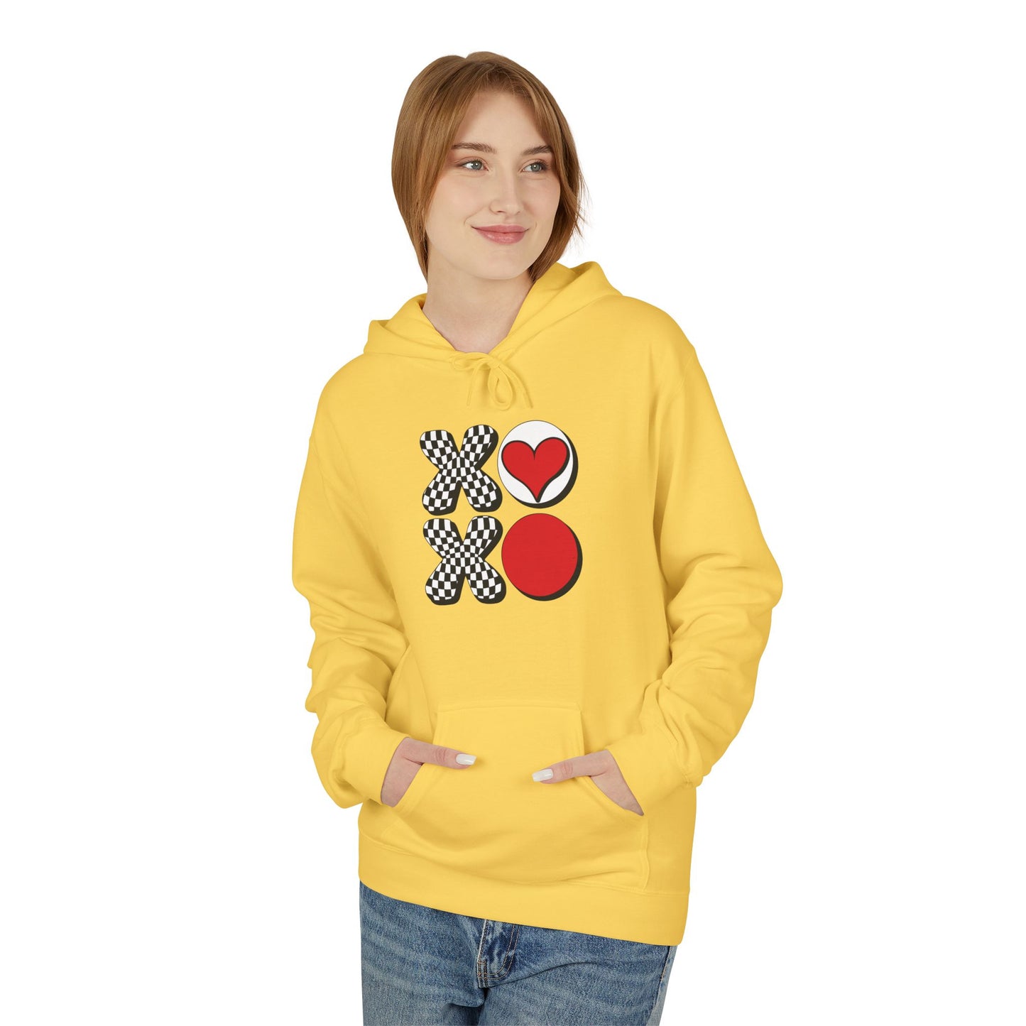 Hugs & Kisses Heart Hoodie — XOXO Checkerboard Love Pullover