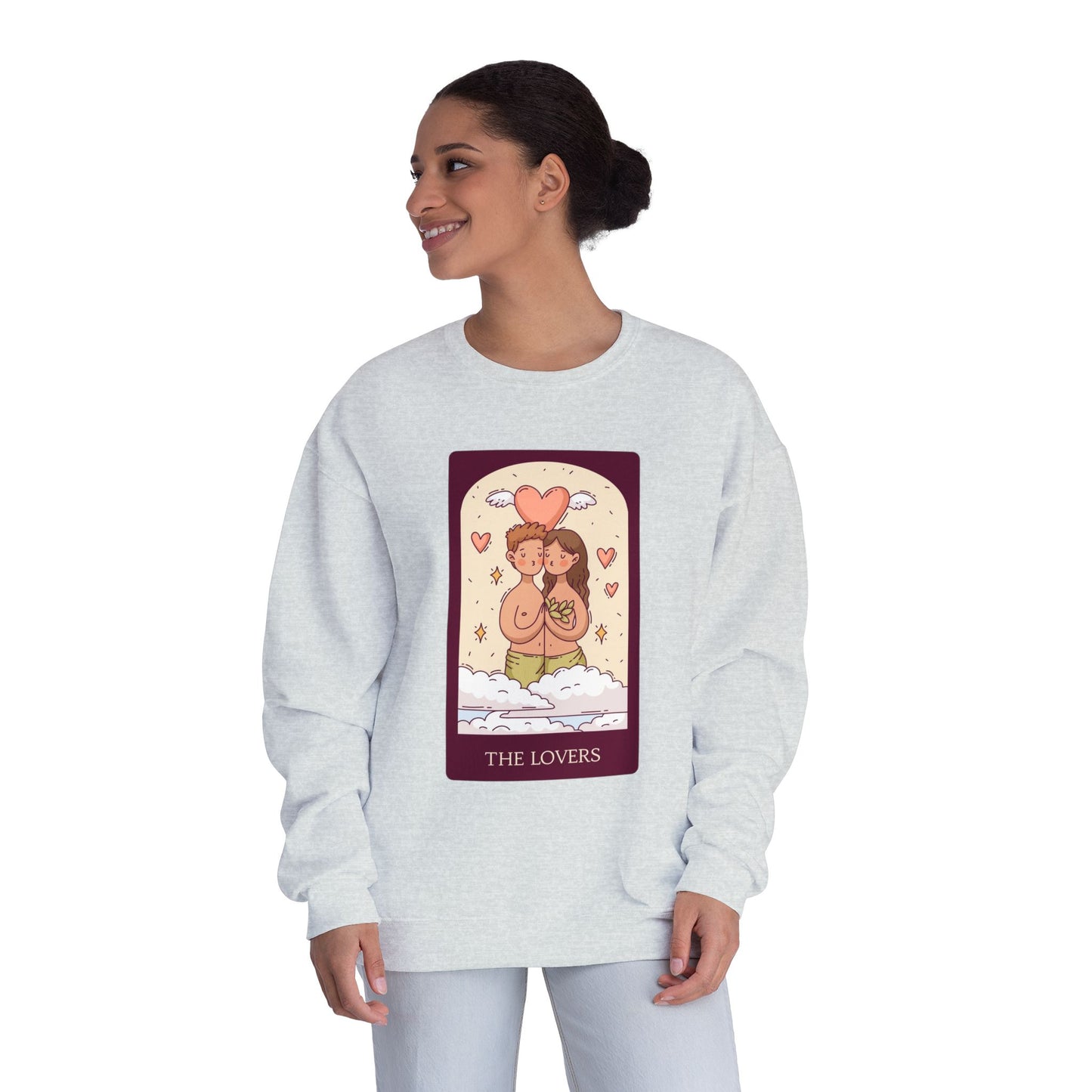 Tarot 'The Lovers' Crewneck Sweatshirt — Cute Retro Love Card Design