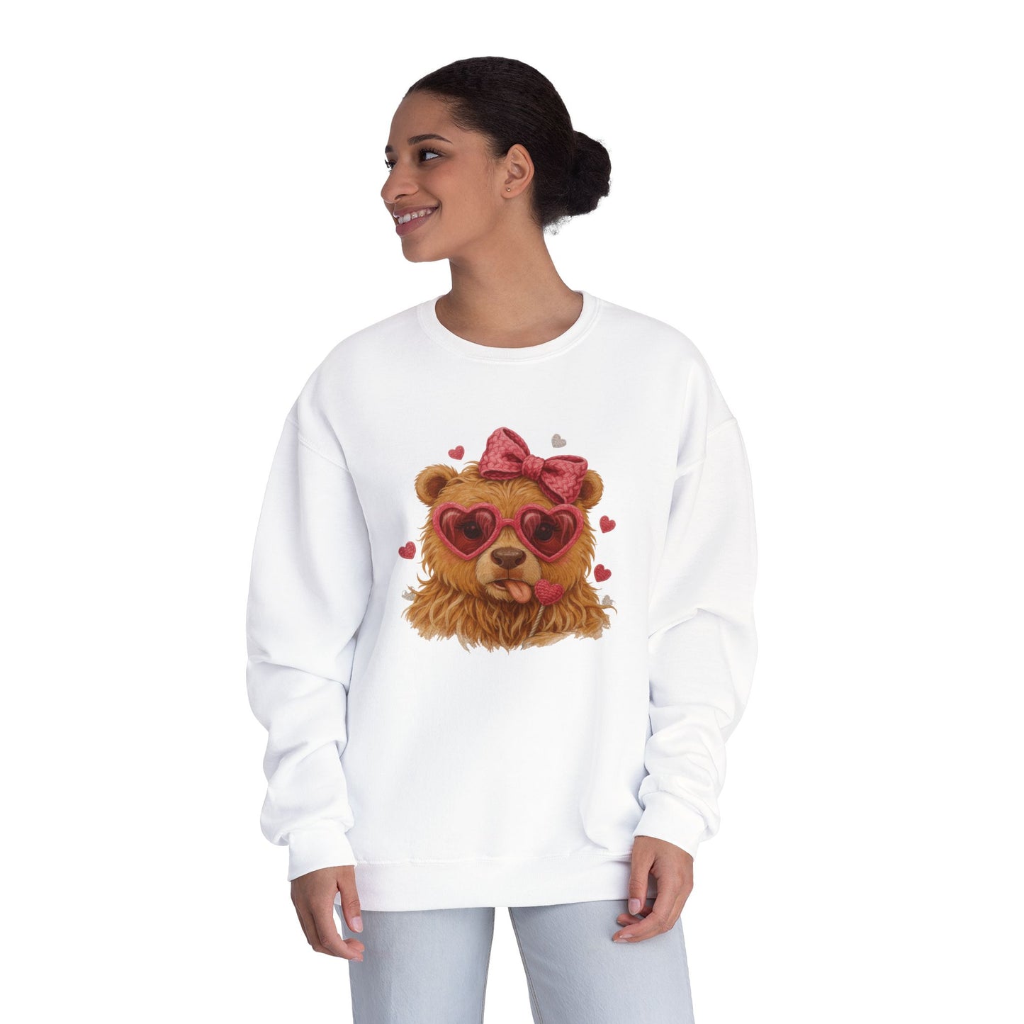 Bear with Heart Sunglasses Crewneck Sweatshirt