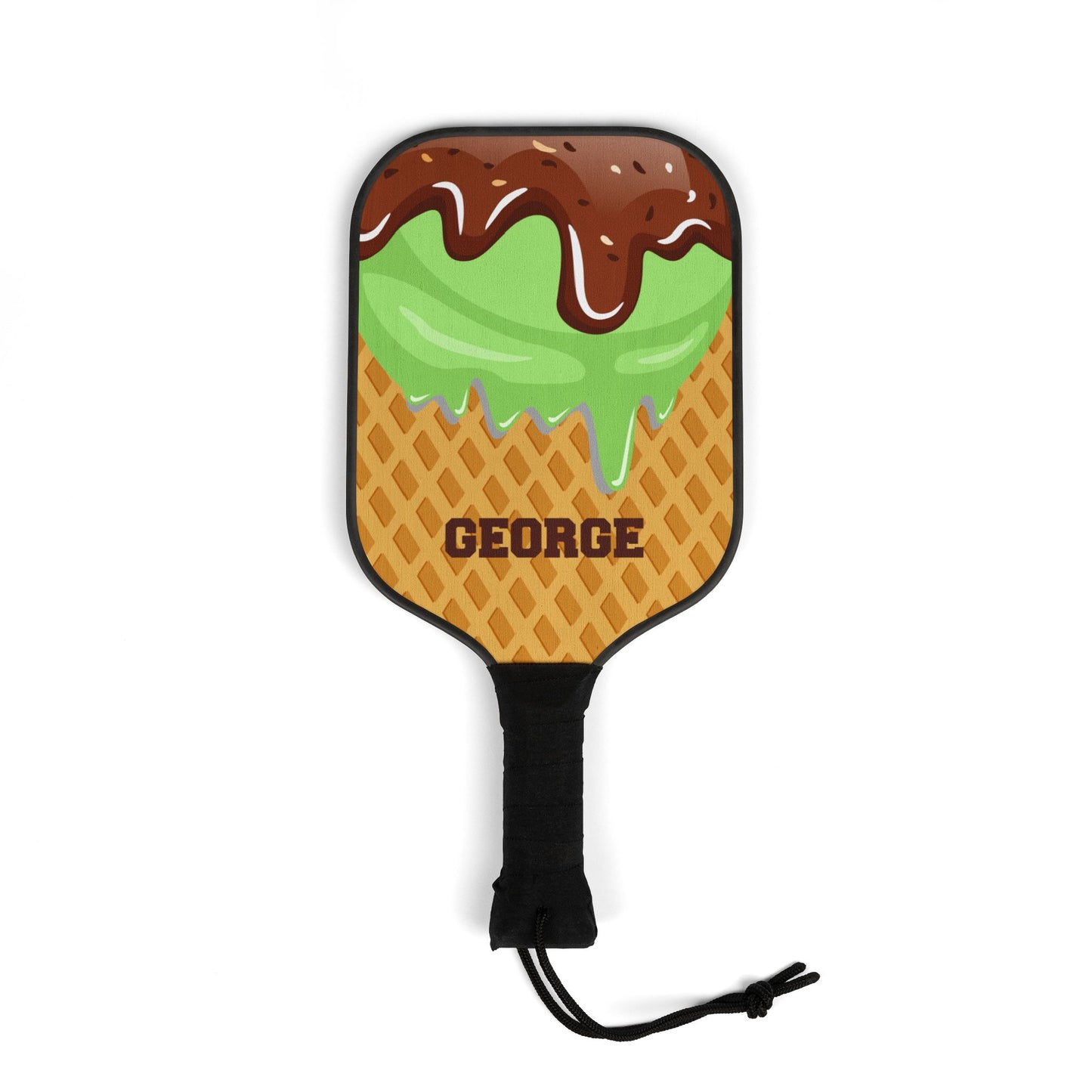 Personalized Ice Cream Cone Pickleball Paddle Set — Custom Name 'George' Design