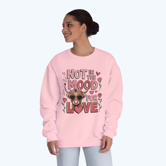 Not In The Mood For Love Crewneck Sweatshirt — Cute Grumpy Puppy Valentine Pullover