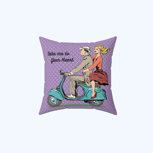 Romantic Love Pillow — "Together Love Forever" Retro Couple Decorative Throw Pillow