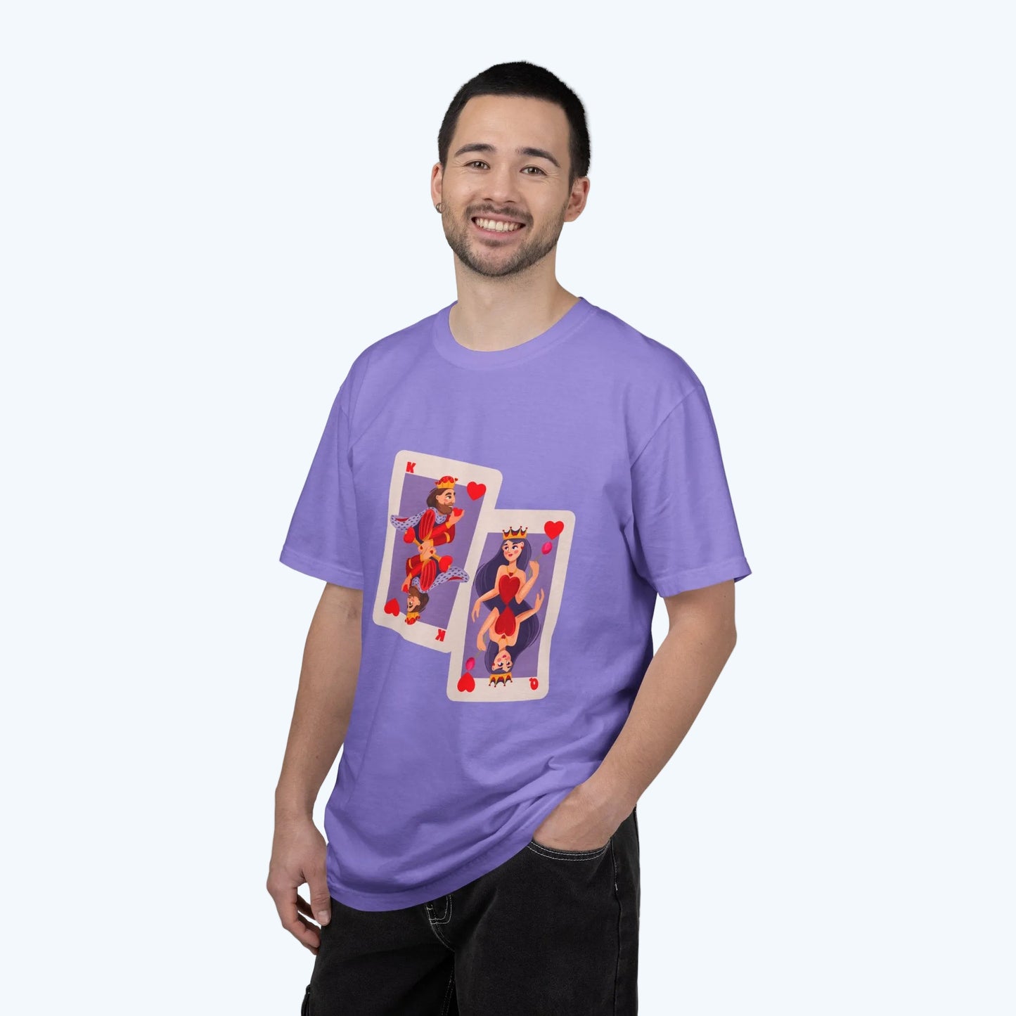 Playing Card Lovers T-Shirt — Queen & King of Hearts Graphic Tee