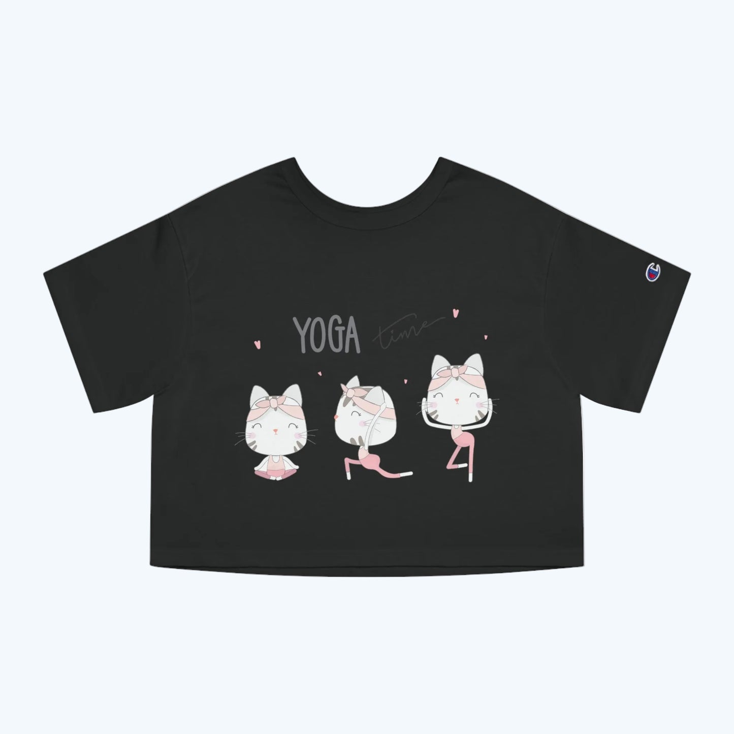 Yoga Time Cat Cropped T-Shirt — Cute Women's Yoga Tee