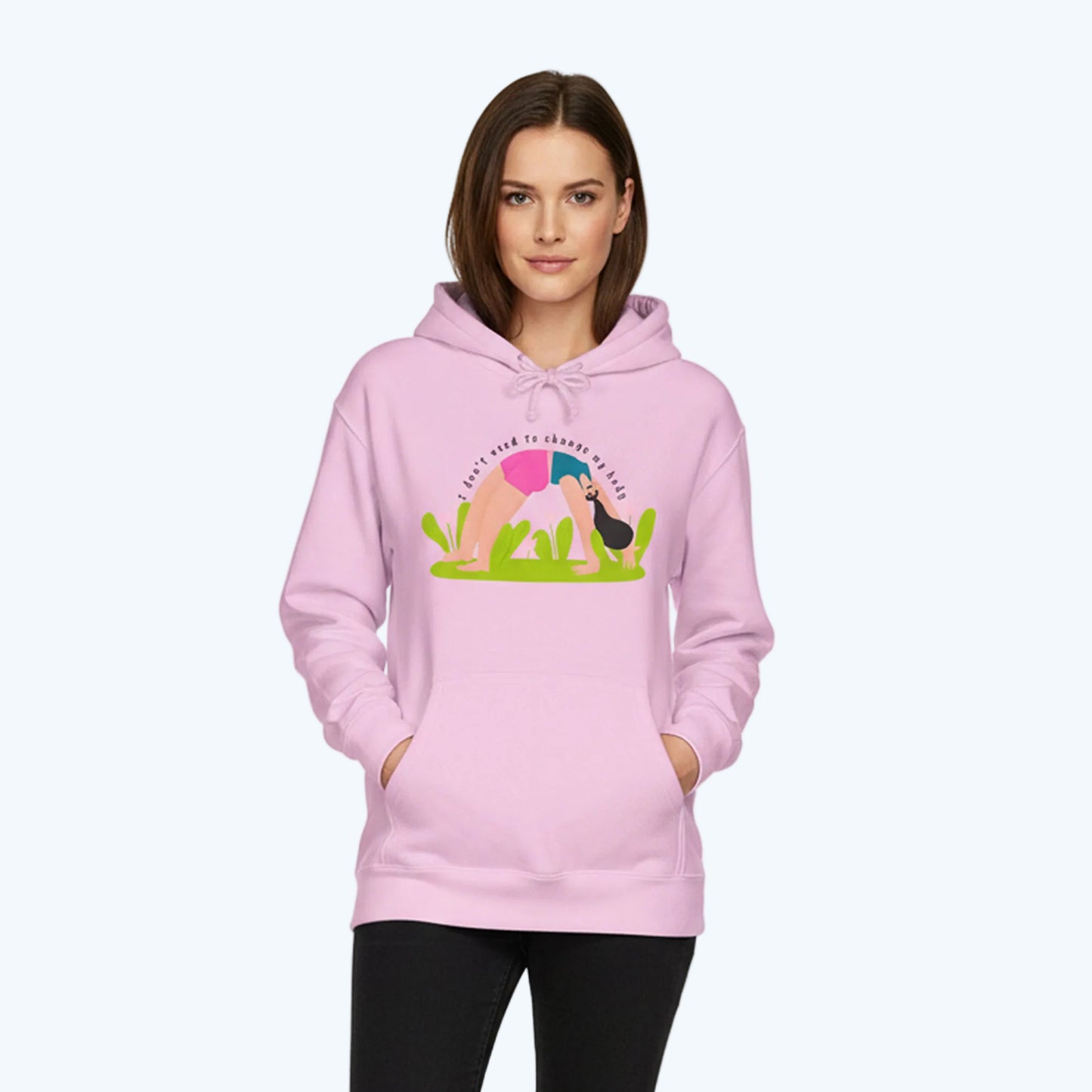 Yoga Bridge Pose Hoodie – "There is Power in Stillness" Graphic Sweatshirt